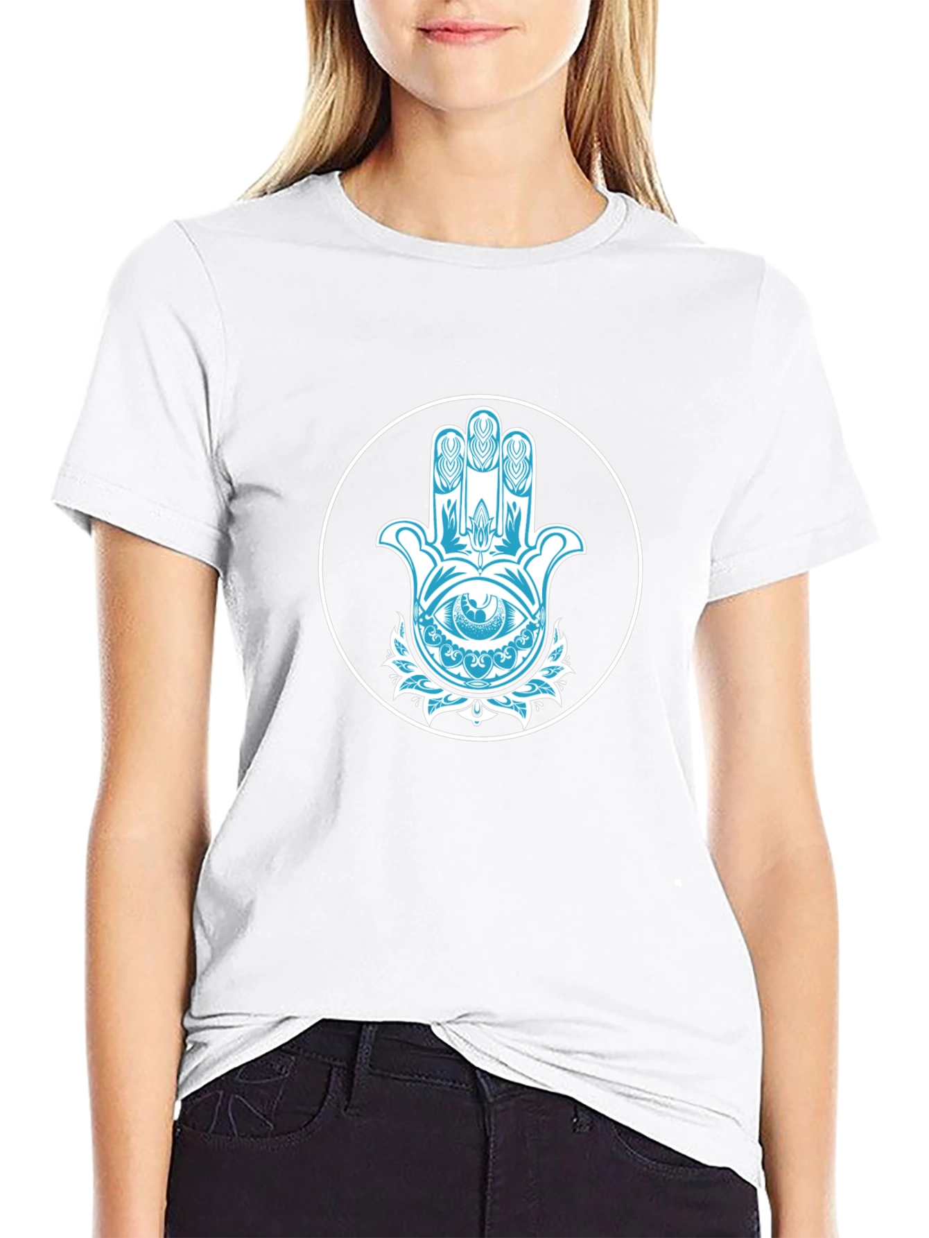 Hamsa Hand Graphic Black Tee