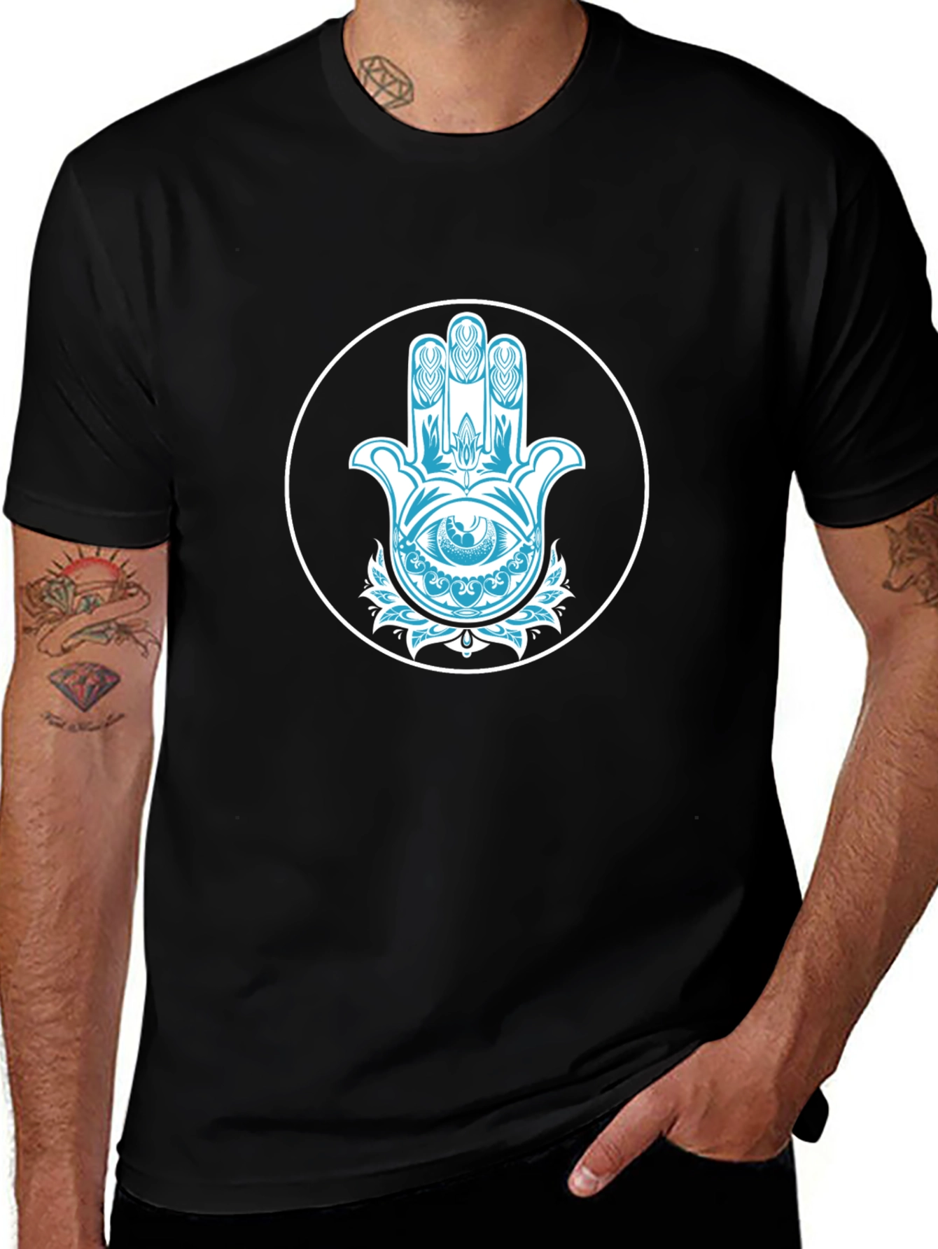 Hamsa Hand Graphic Black Tee