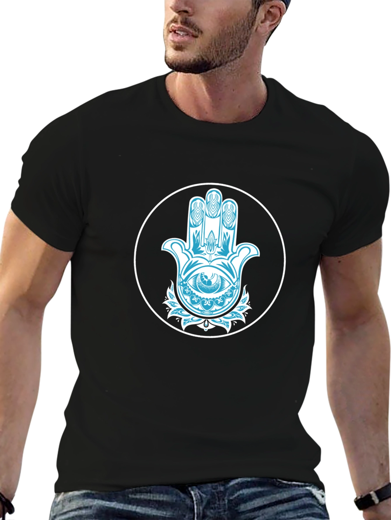 Hamsa Hand Graphic Black Tee