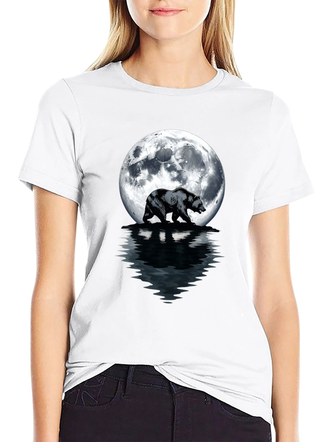 Bear Moon T-Shirt - Mens Black Graphic Tee