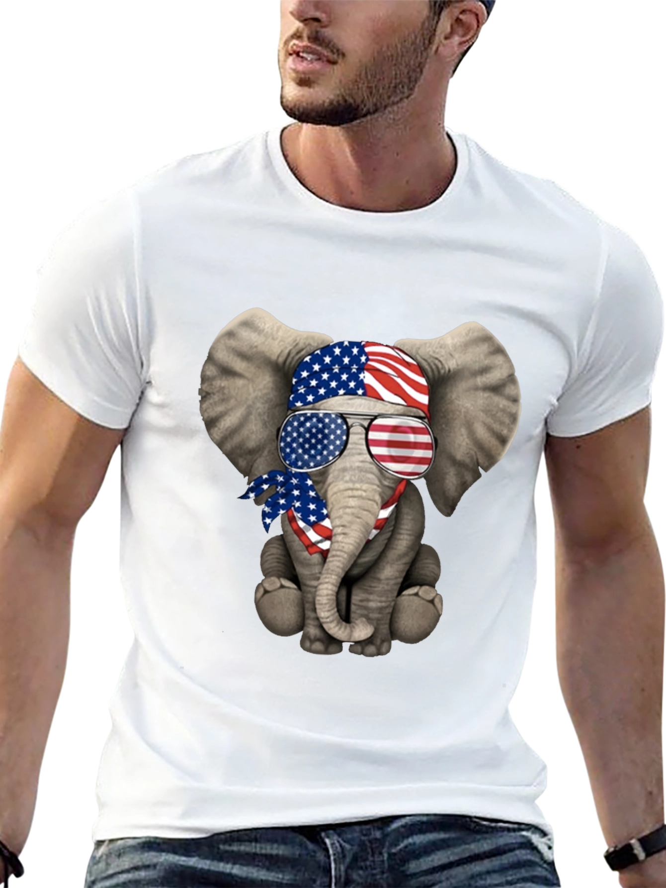 Patriotic Elephant T-Shirt - USA Flag