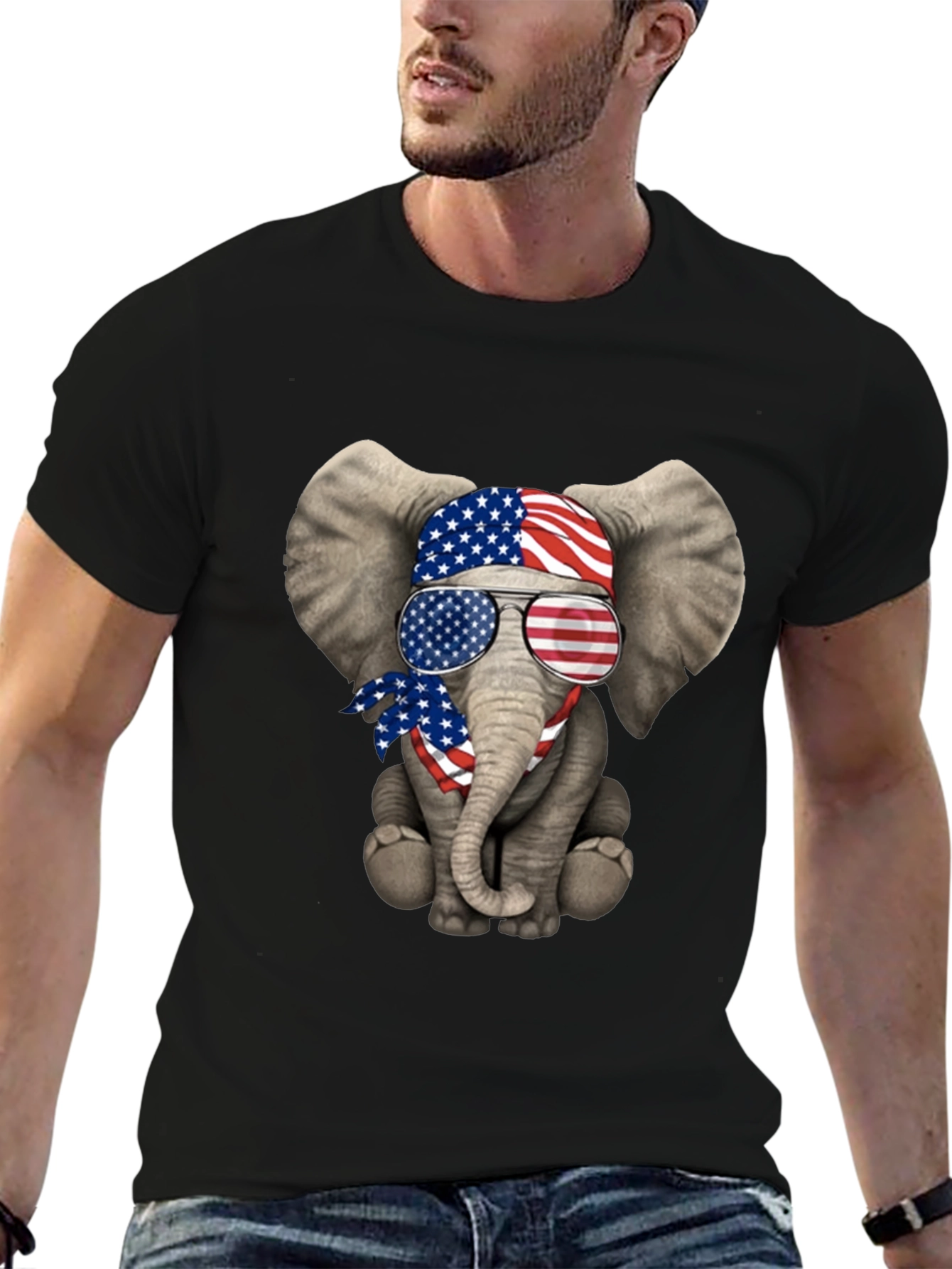 Patriotic Elephant T-Shirt - USA Flag