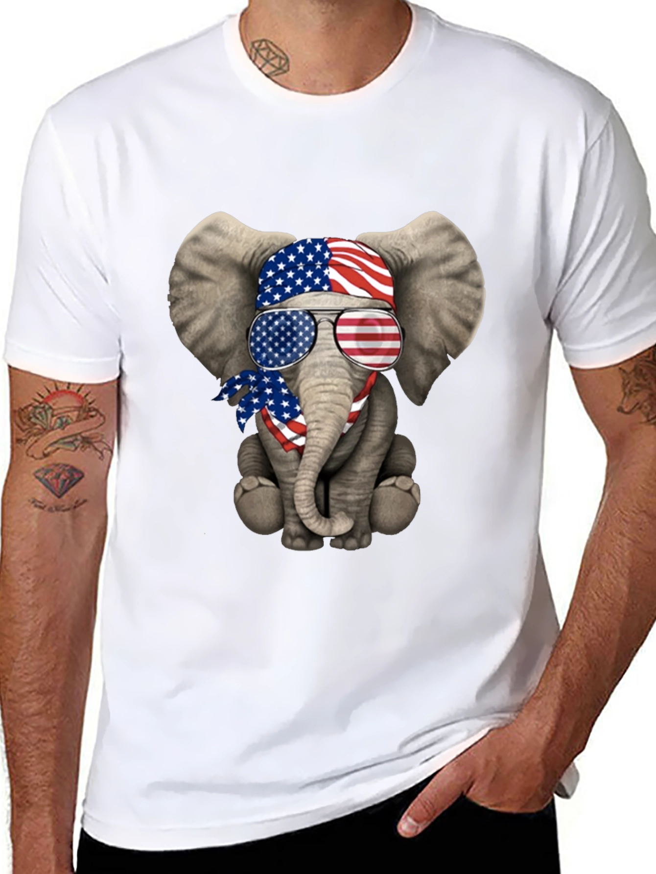 Patriotic Elephant T-Shirt - USA Flag