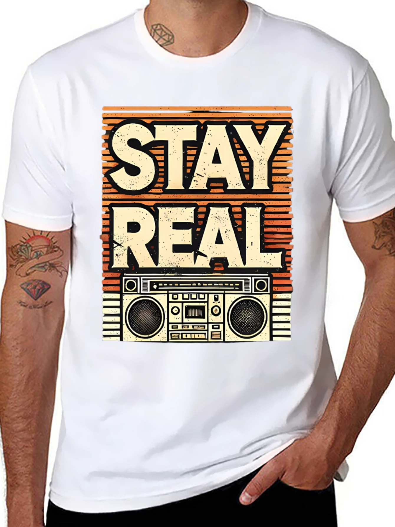 Retro Stay Real Boombox Graphic Tee