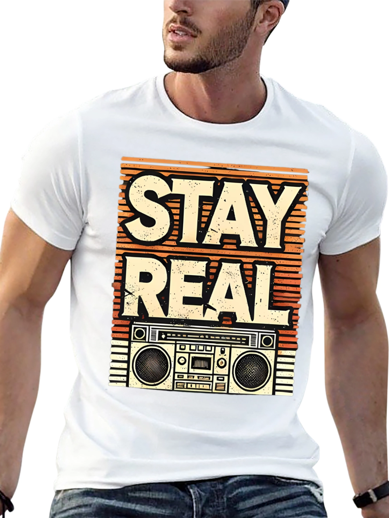 Retro Stay Real Boombox Graphic Tee