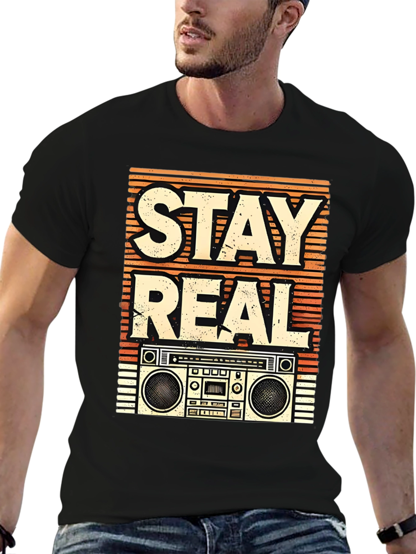 Retro Stay Real Boombox Graphic Tee
