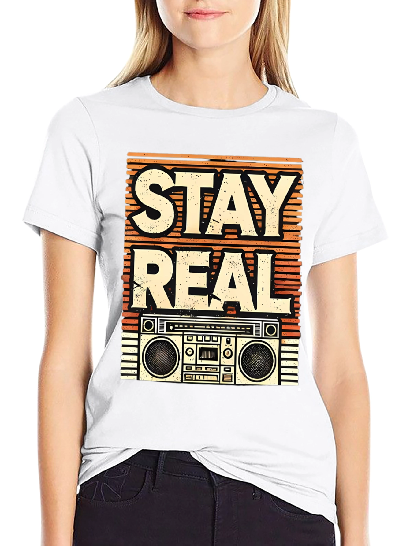 Retro Stay Real Boombox Graphic Tee