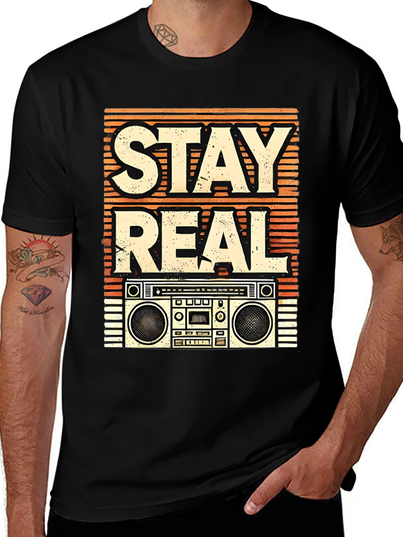 Retro Stay Real Boombox Graphic Tee