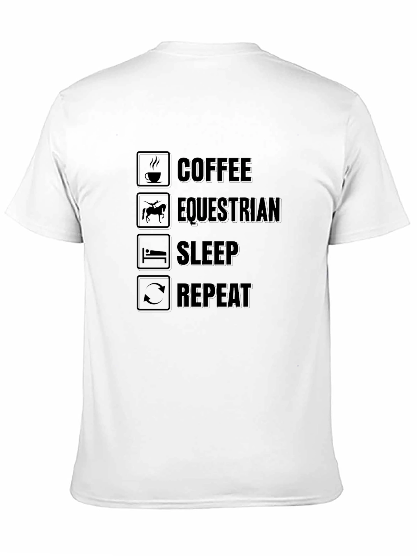 Coffee Equestrian Sleep Repeat Mens Black T-Shirt
