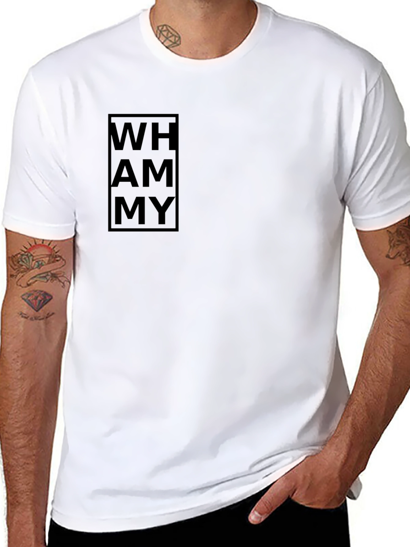 Mens Black Graphic Tee - WH AM MY Design