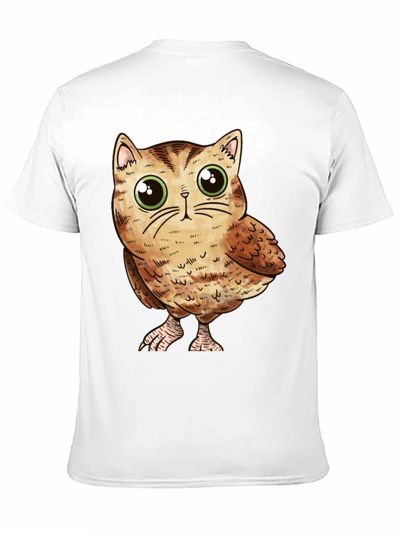 Cute Owl-Cat Hybrid Graphic T-Shirt