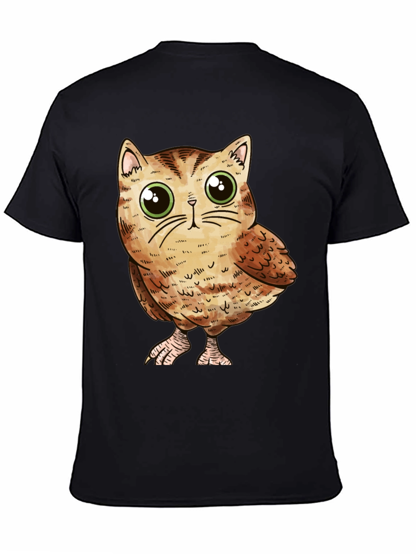 Cute Owl-Cat Hybrid Graphic T-Shirt