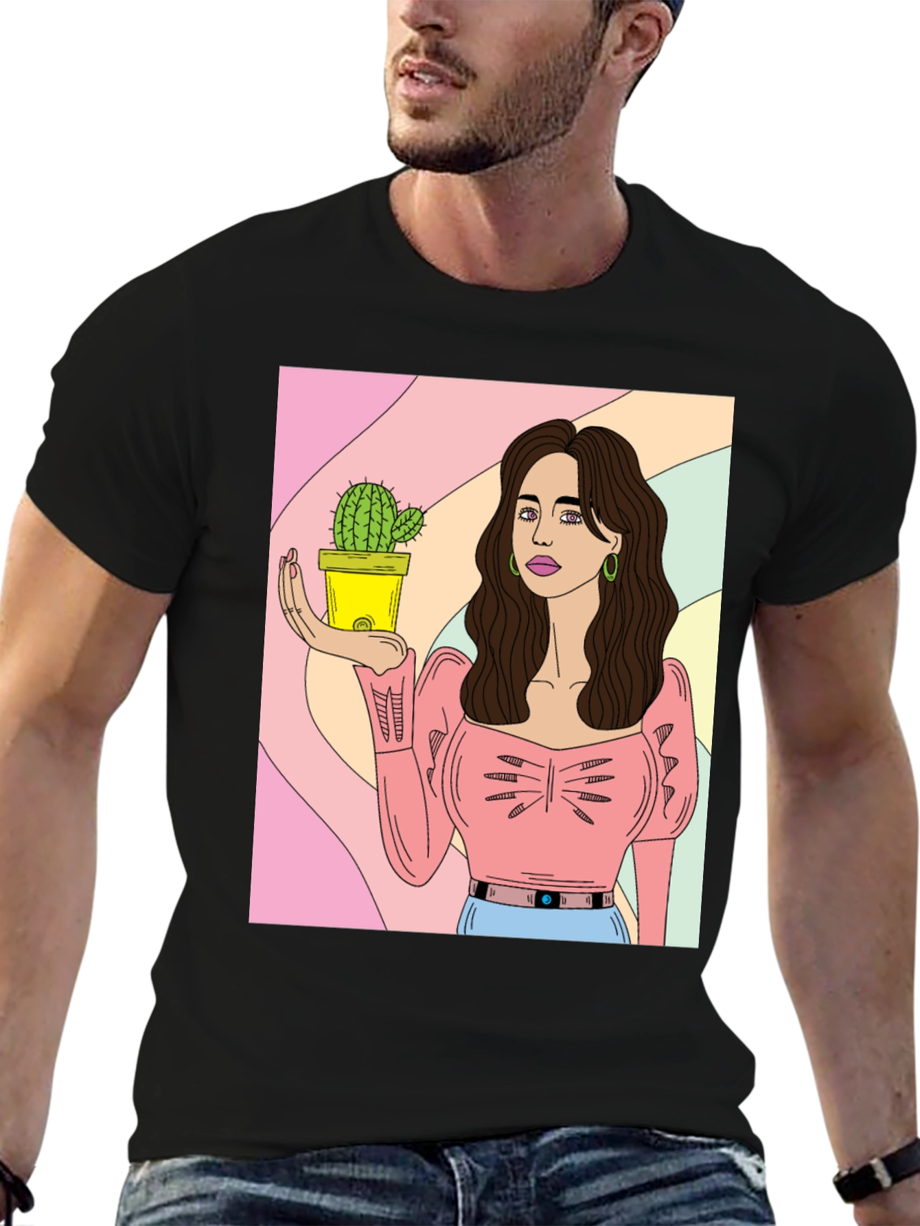 Cactus Girl Graphic Tee - Black