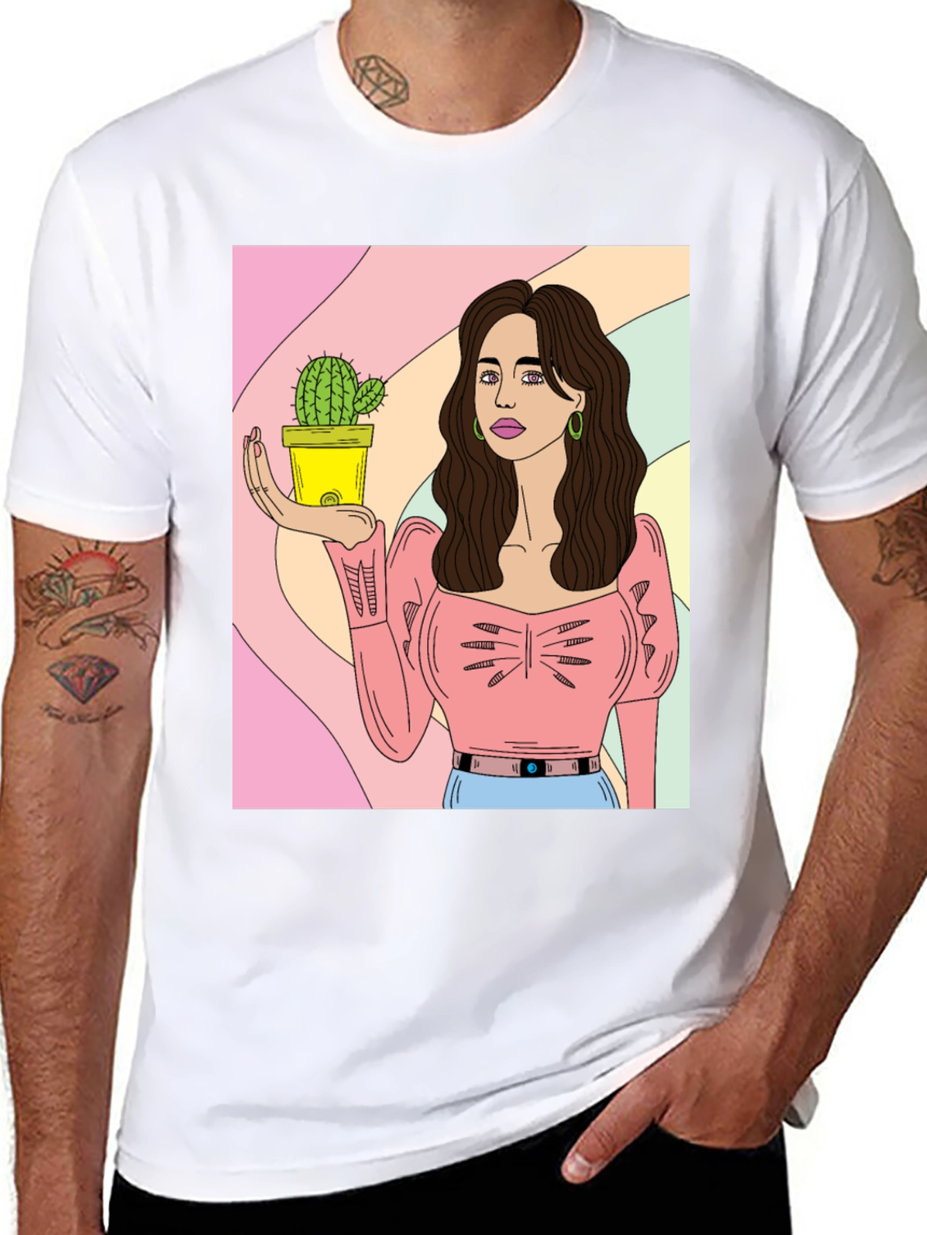 Cactus Girl Graphic Tee - Black