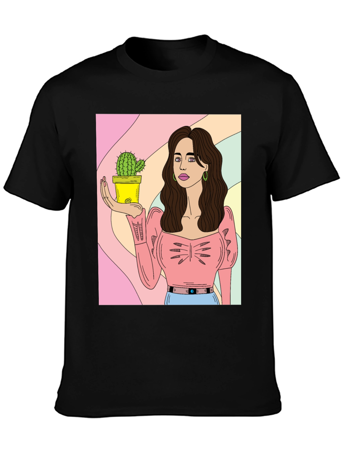 Cactus Girl Graphic Tee - Black