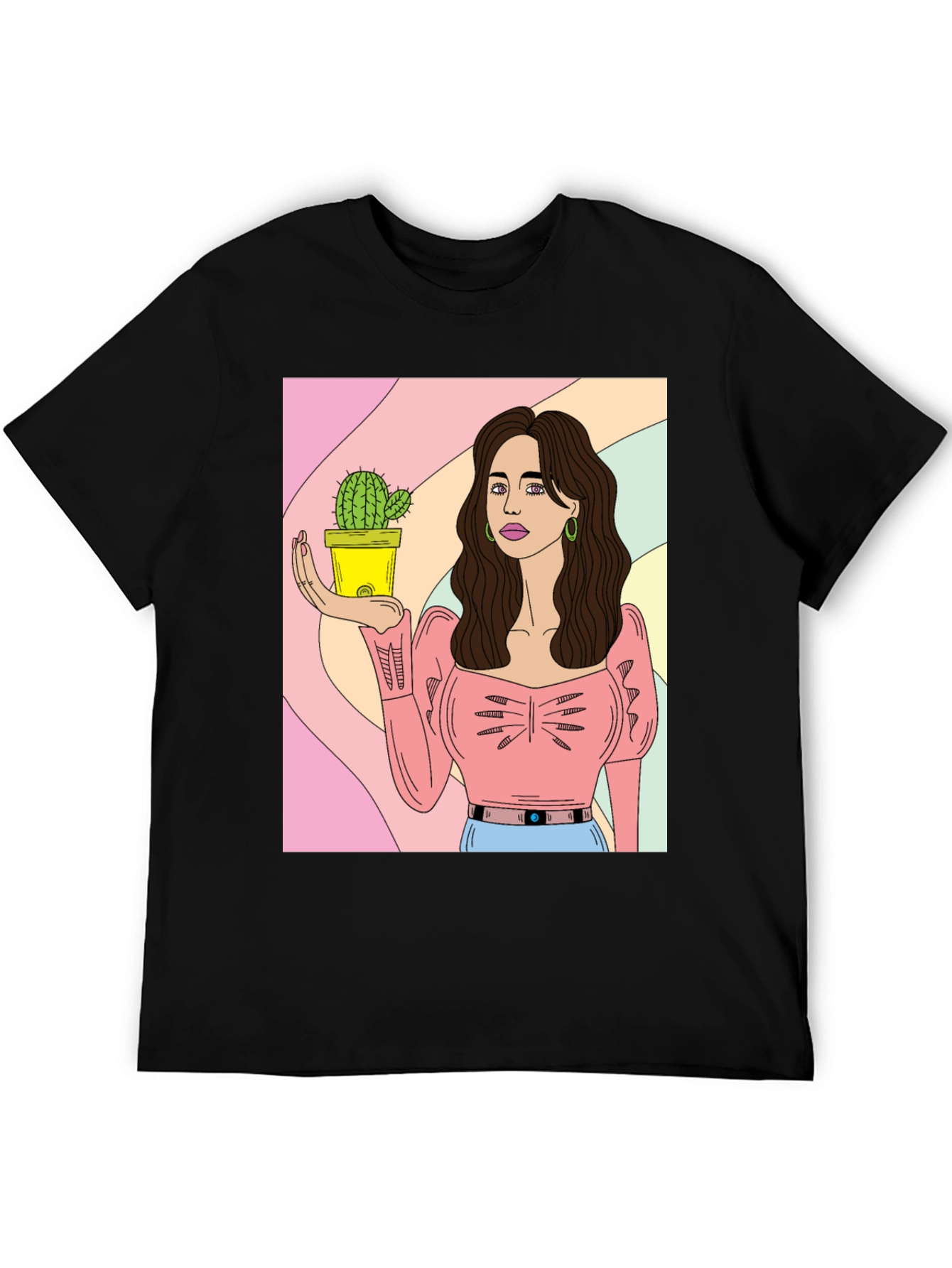 Cactus Girl Graphic Tee - Black