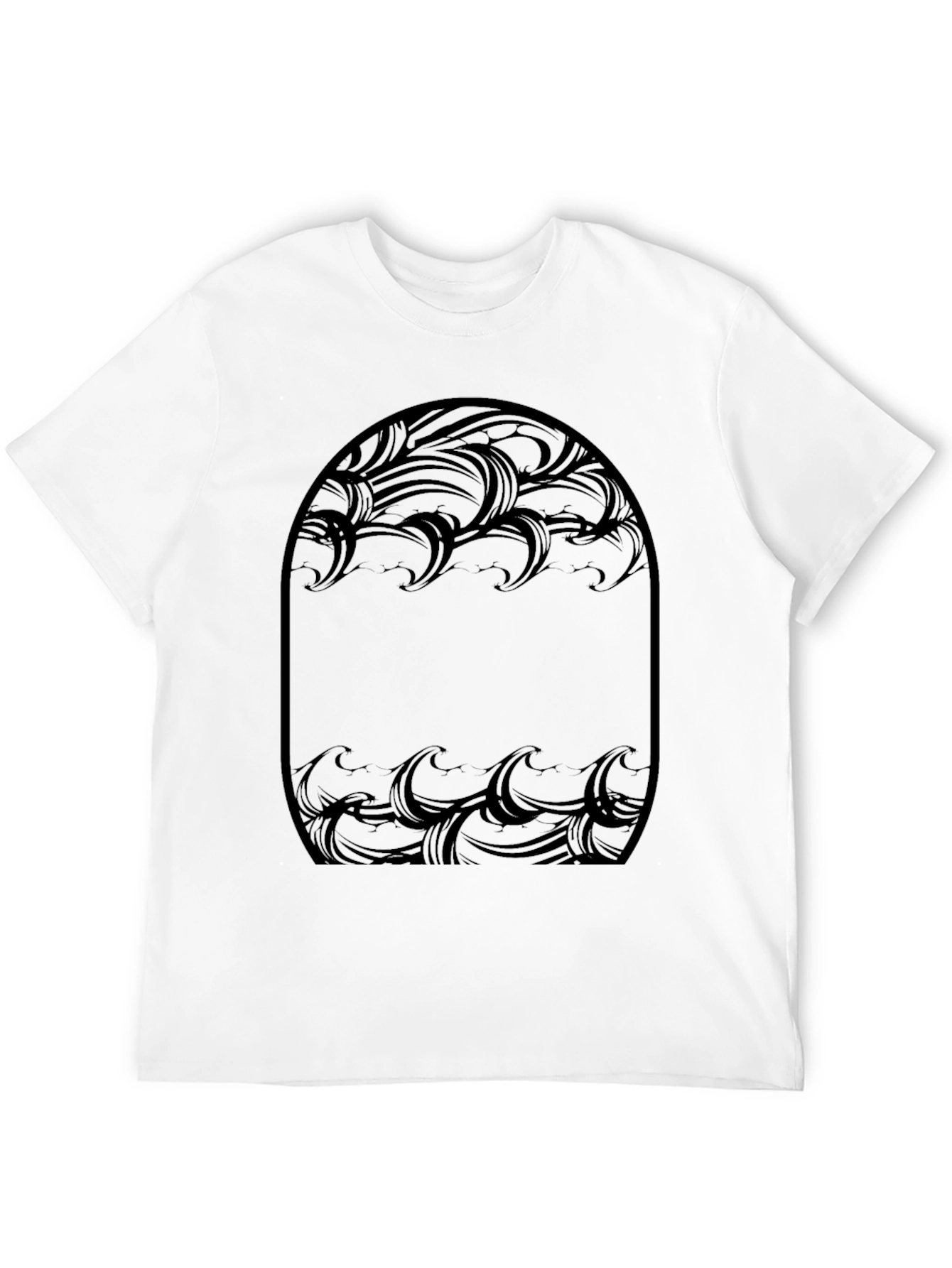 Abstract Wave Design Black T-Shirt