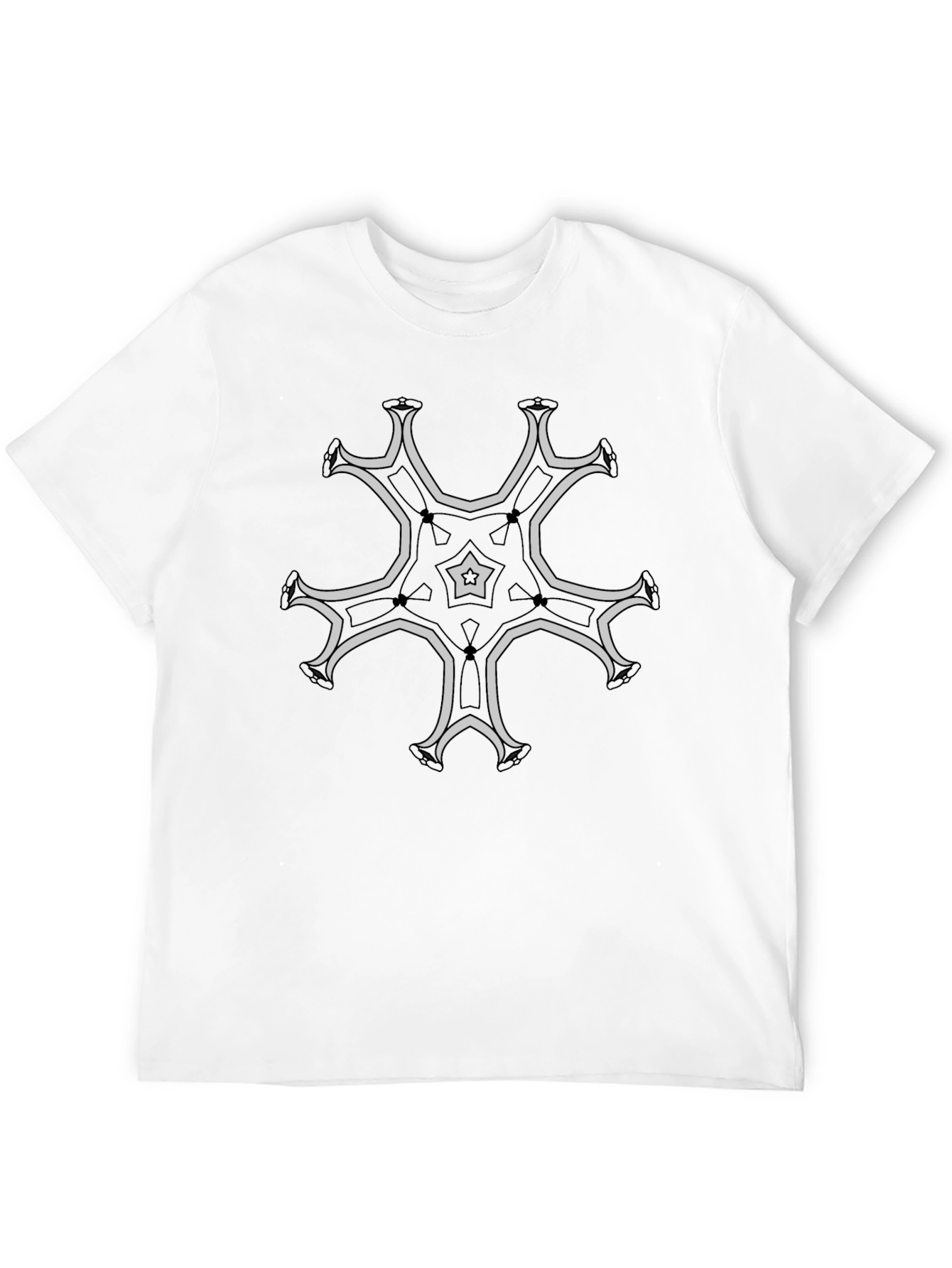 Abstract Star Design Black T-Shirt