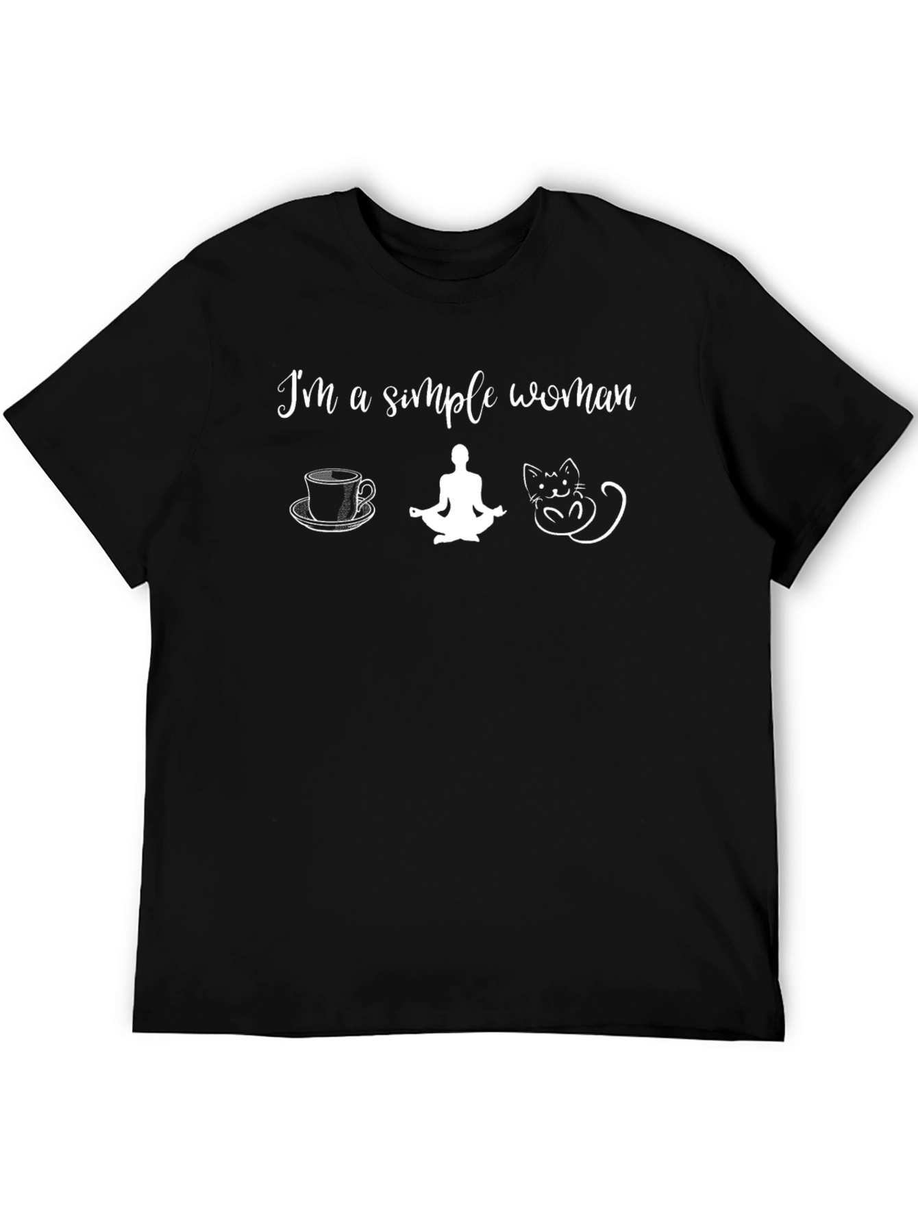 Simple Woman T-Shirt - Coffee Yoga Cat