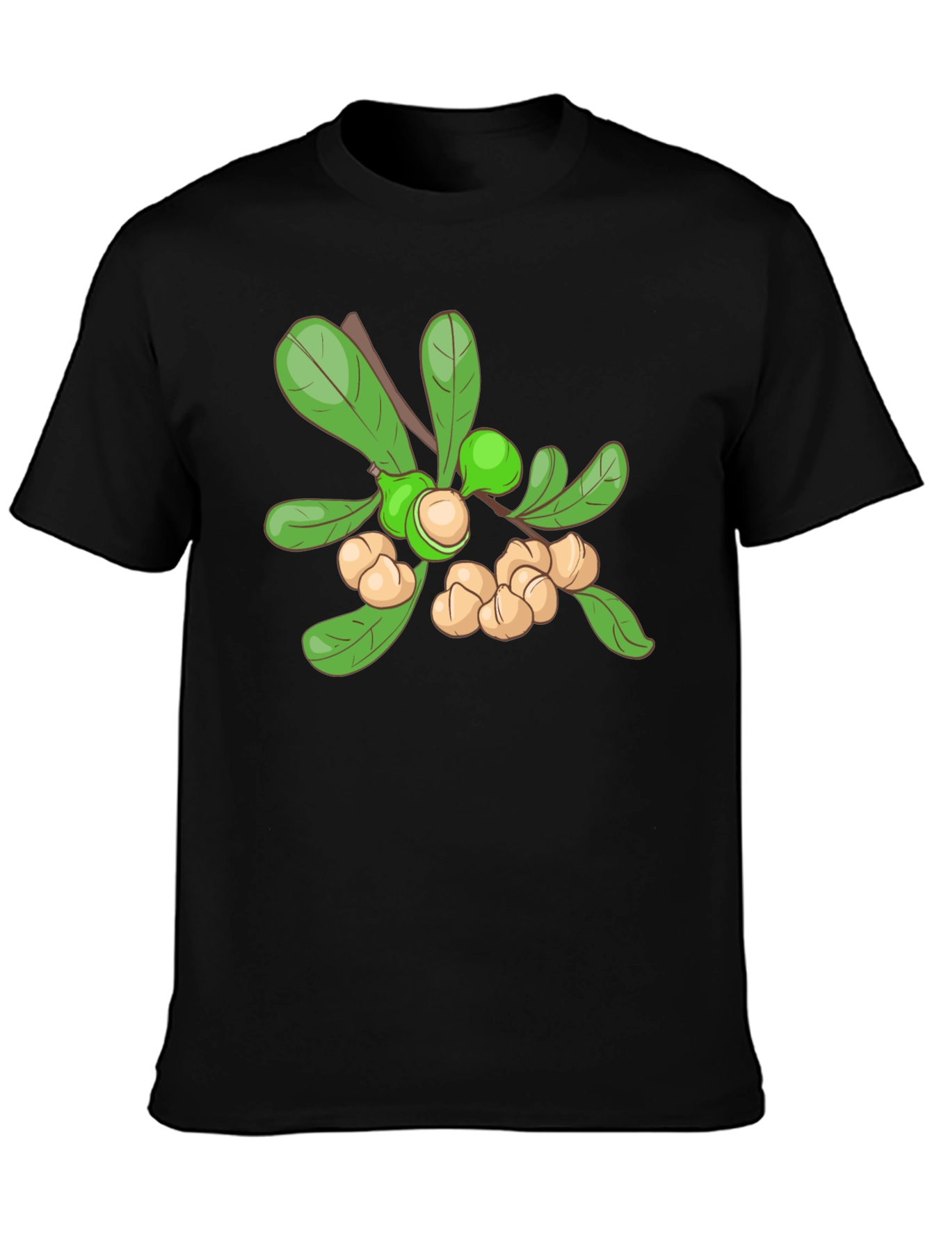 Macadamia Nut Branch Graphic Tee - Black Cotton Blend