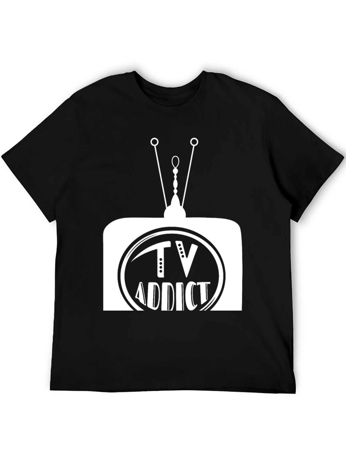 TV Addict Graphic Tee - Black Casual T-Shirt
