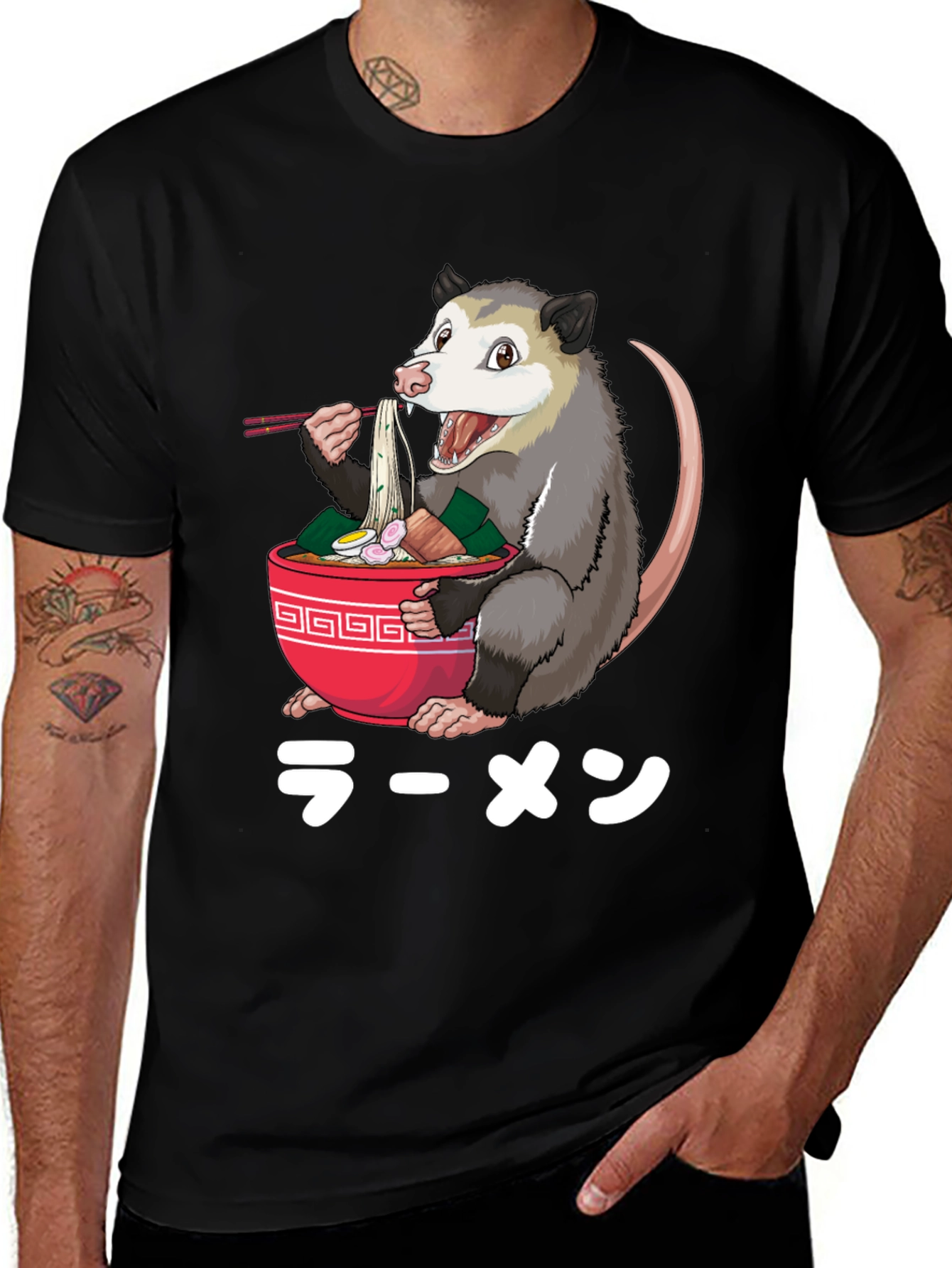 Opossum Ramen T-Shirt - Unique Graphic Tee