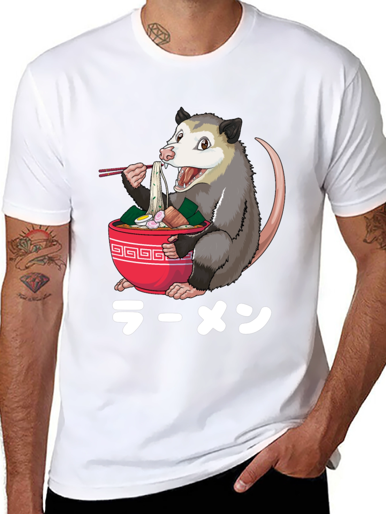 Opossum Ramen T-Shirt - Unique Graphic Tee