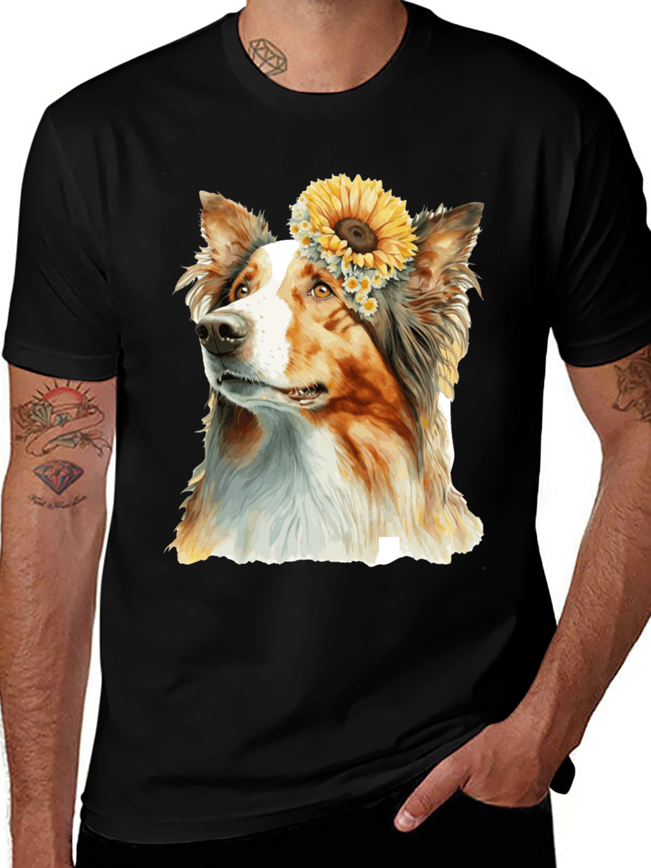 Dog Sunflower Crown T-Shirt