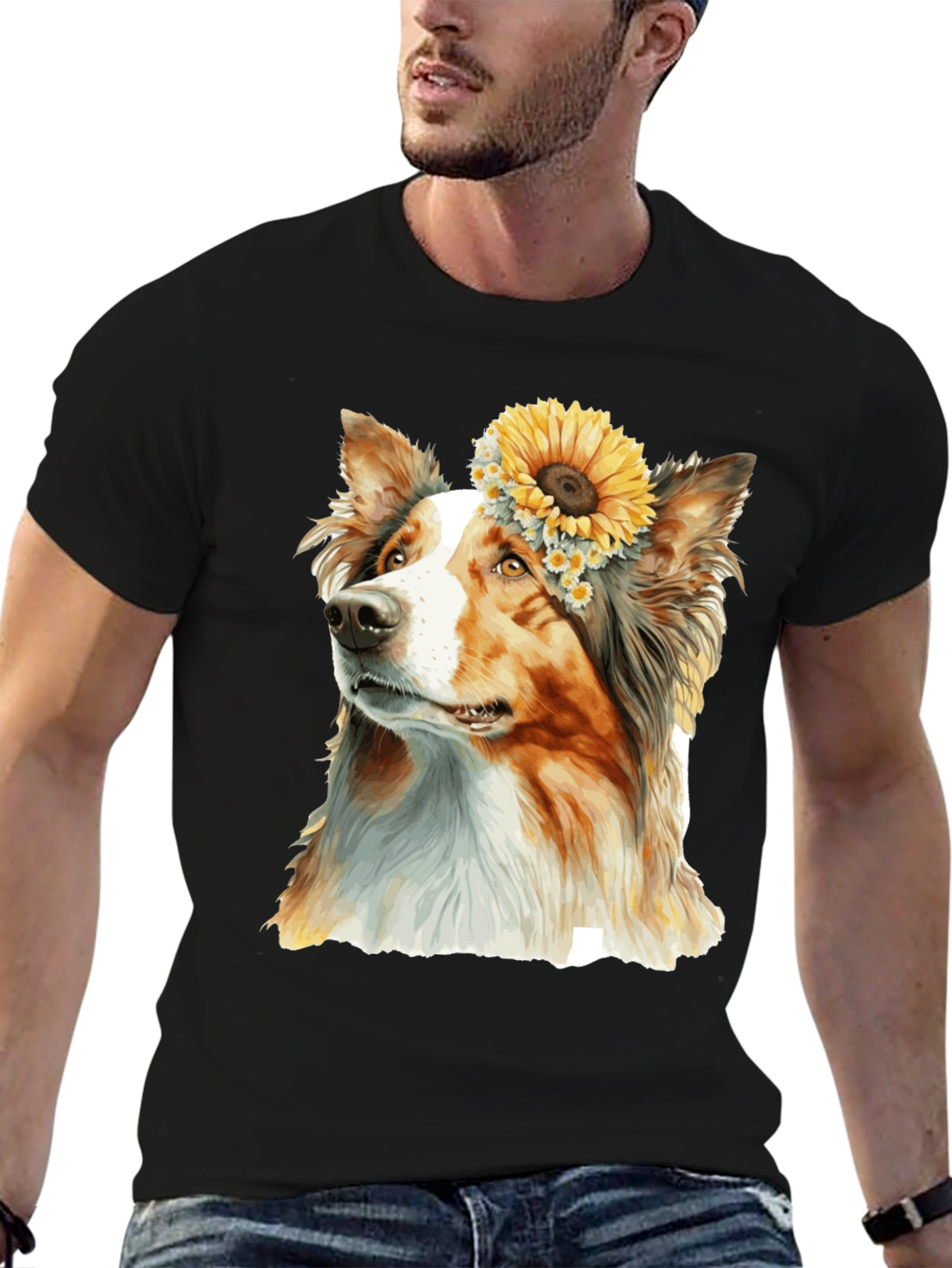 Dog Sunflower Crown T-Shirt