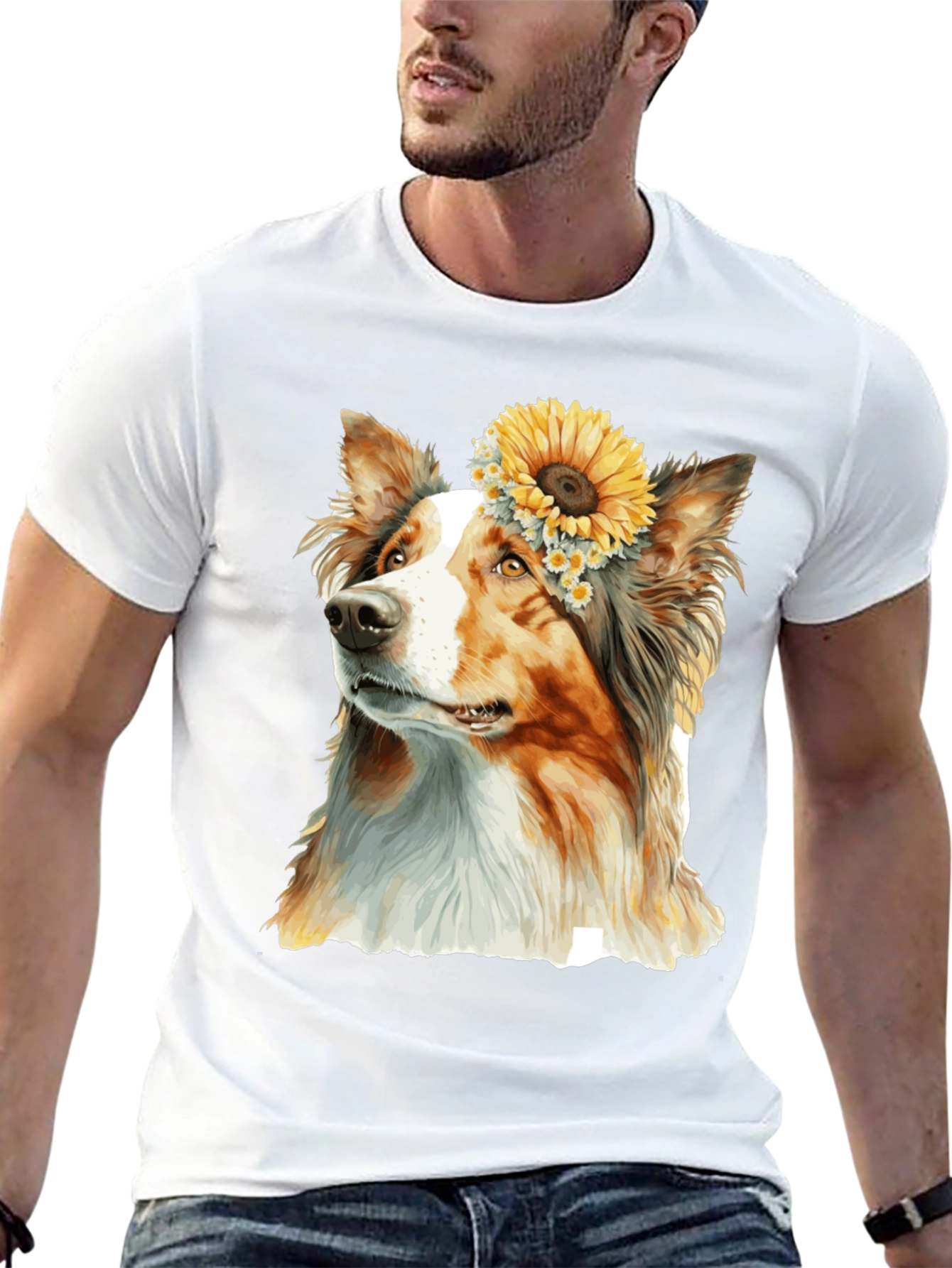 Dog Sunflower Crown T-Shirt