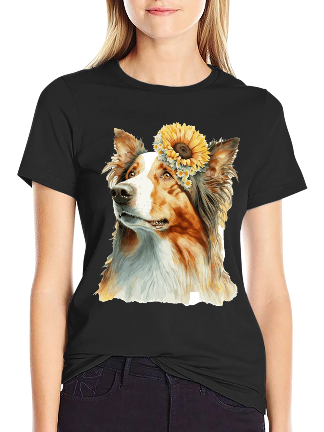 Dog Sunflower Crown T-Shirt