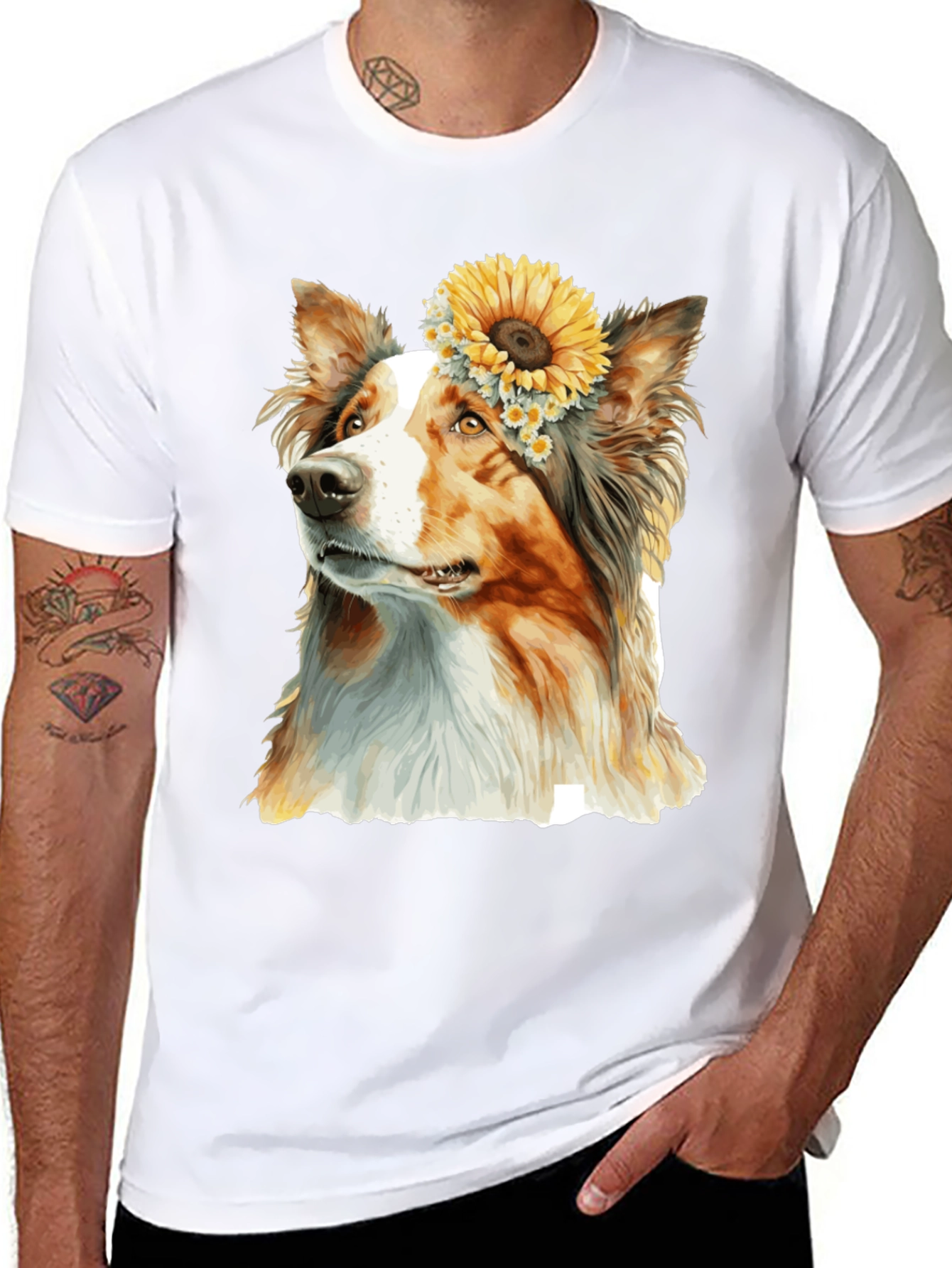 Dog Sunflower Crown T-Shirt