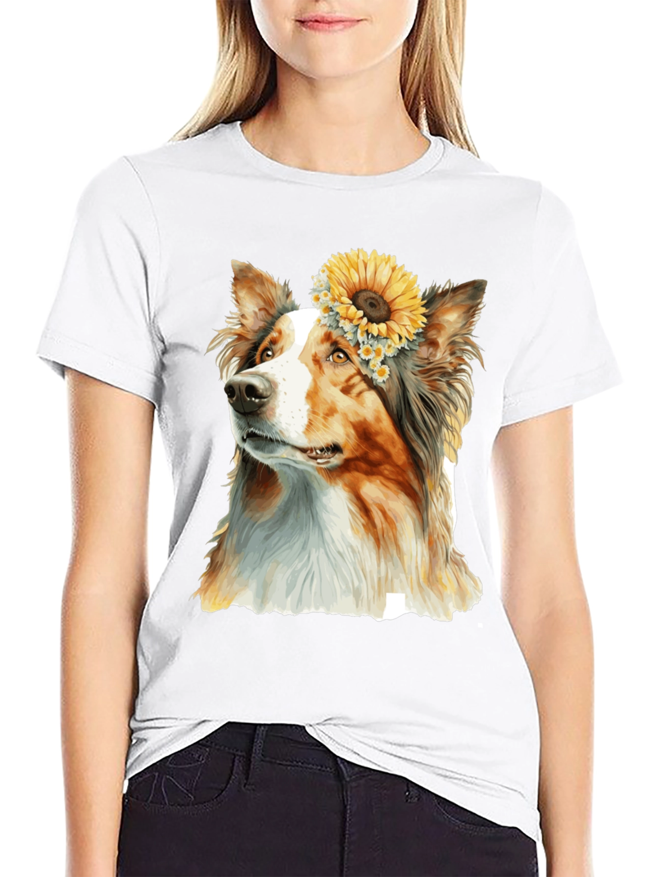 Dog Sunflower Crown T-Shirt