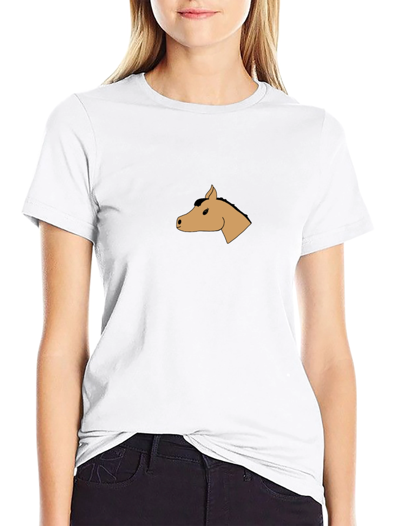 Black T-Shirt with Horse Graphic