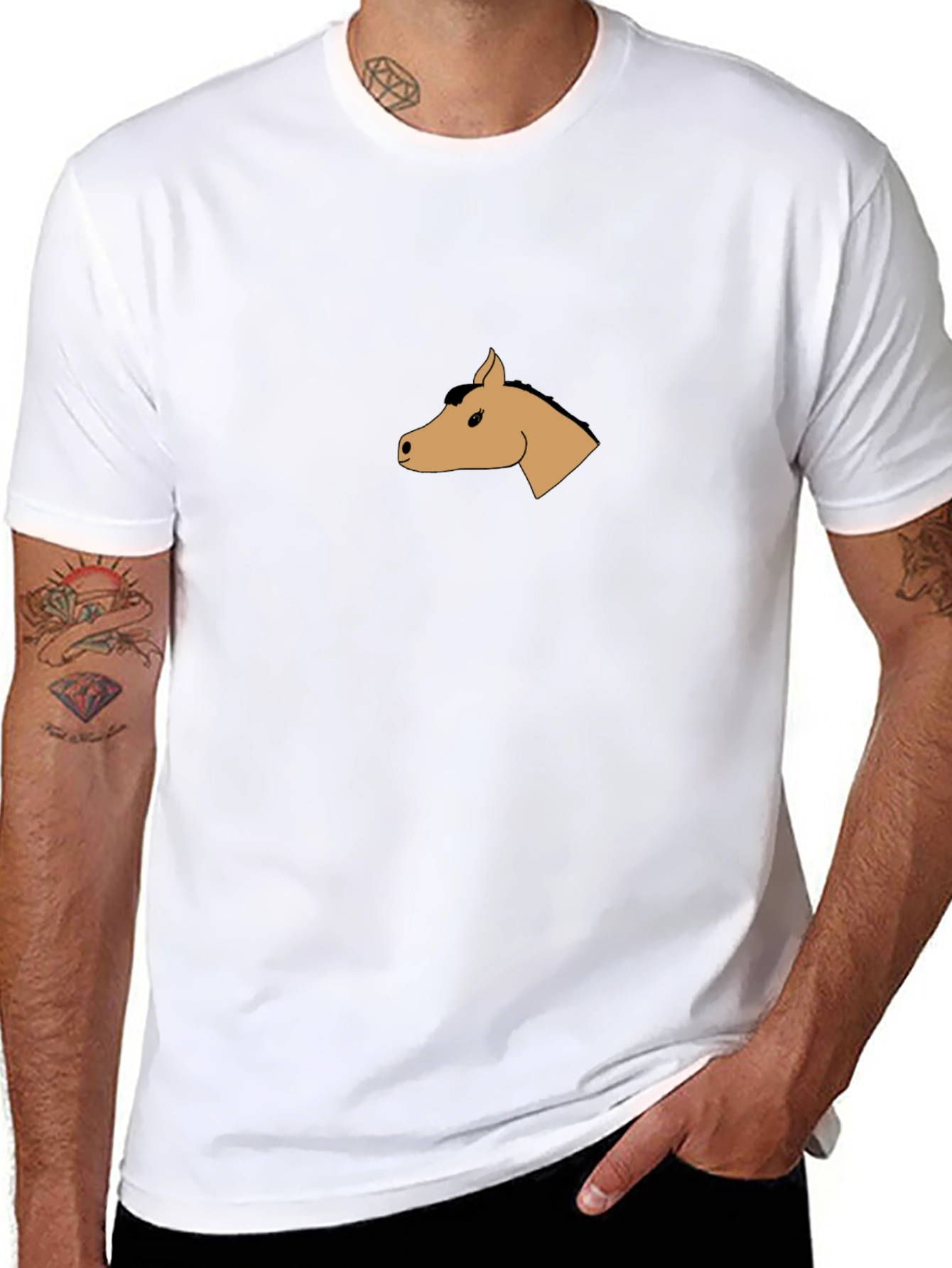 Black T-Shirt with Horse Graphic