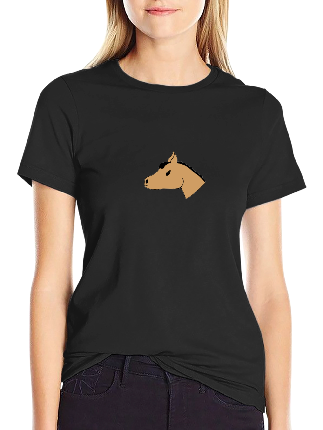 Black T-Shirt with Horse Graphic