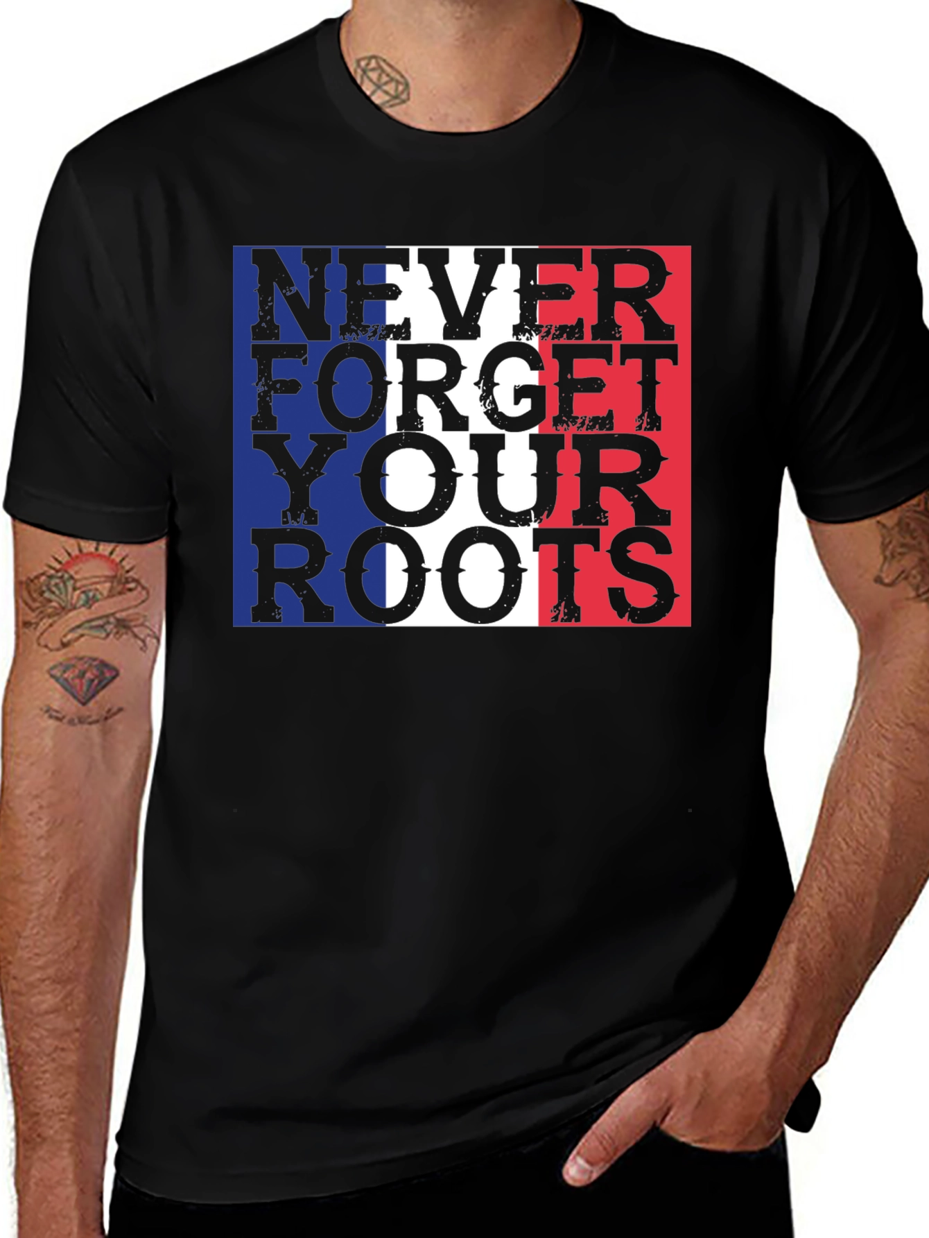 Never Forget Your Roots France Flag Graphic Tee