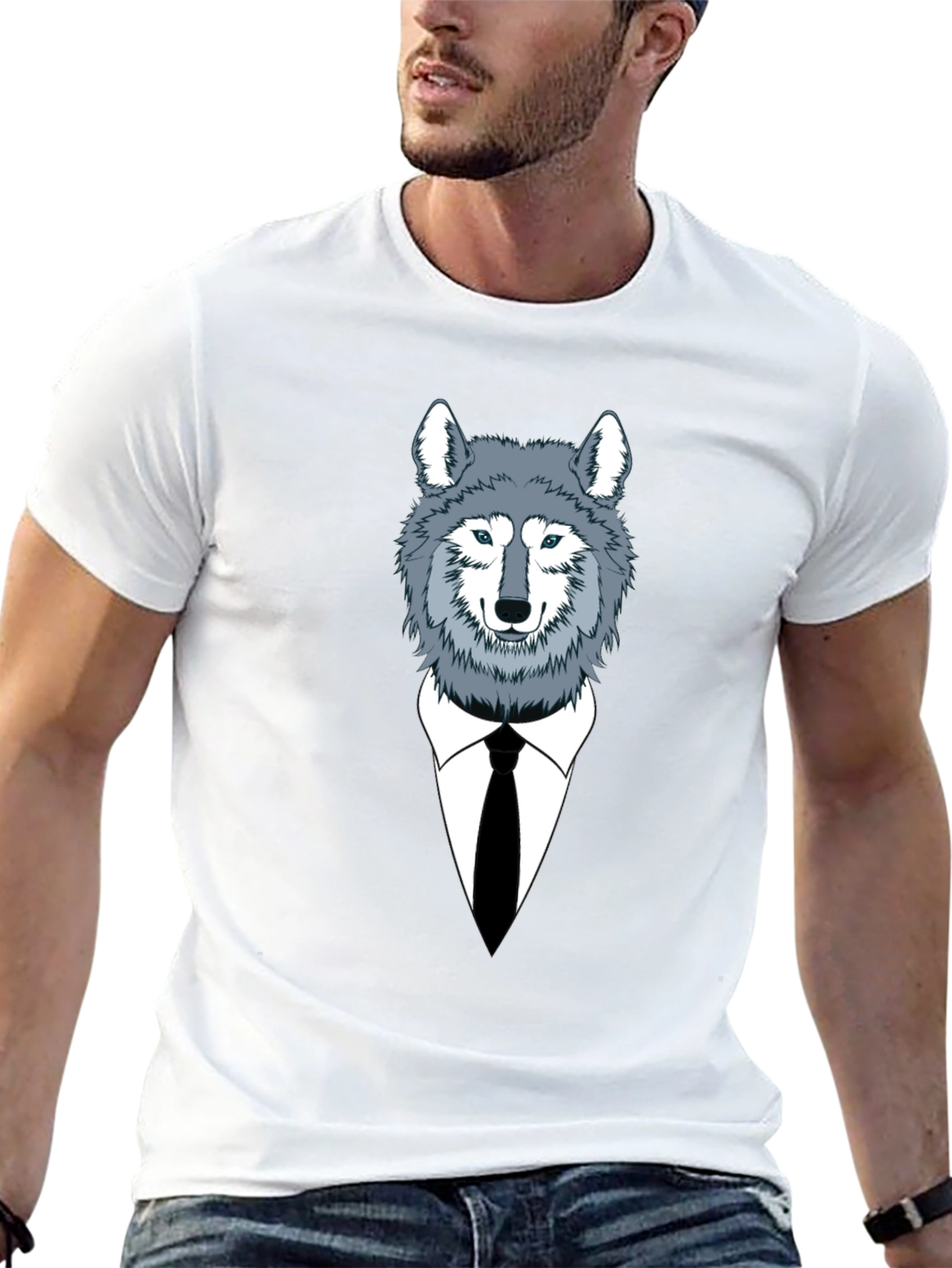 Wolf in Suit Graphic Tee - Stylish Mens T-Shirt