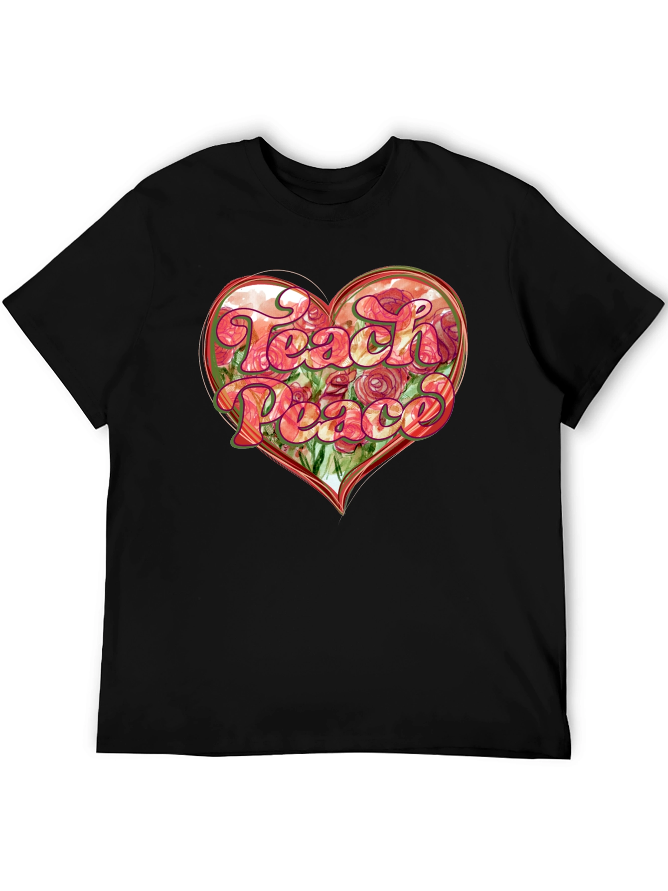 Teach Peace Heart Graphic T-Shirt