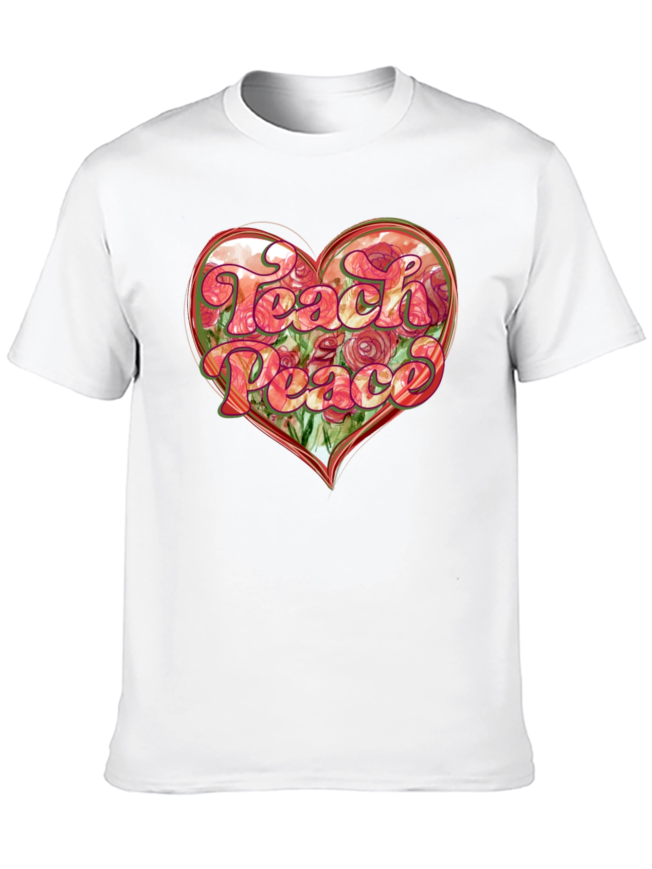 Teach Peace Heart Graphic T-Shirt