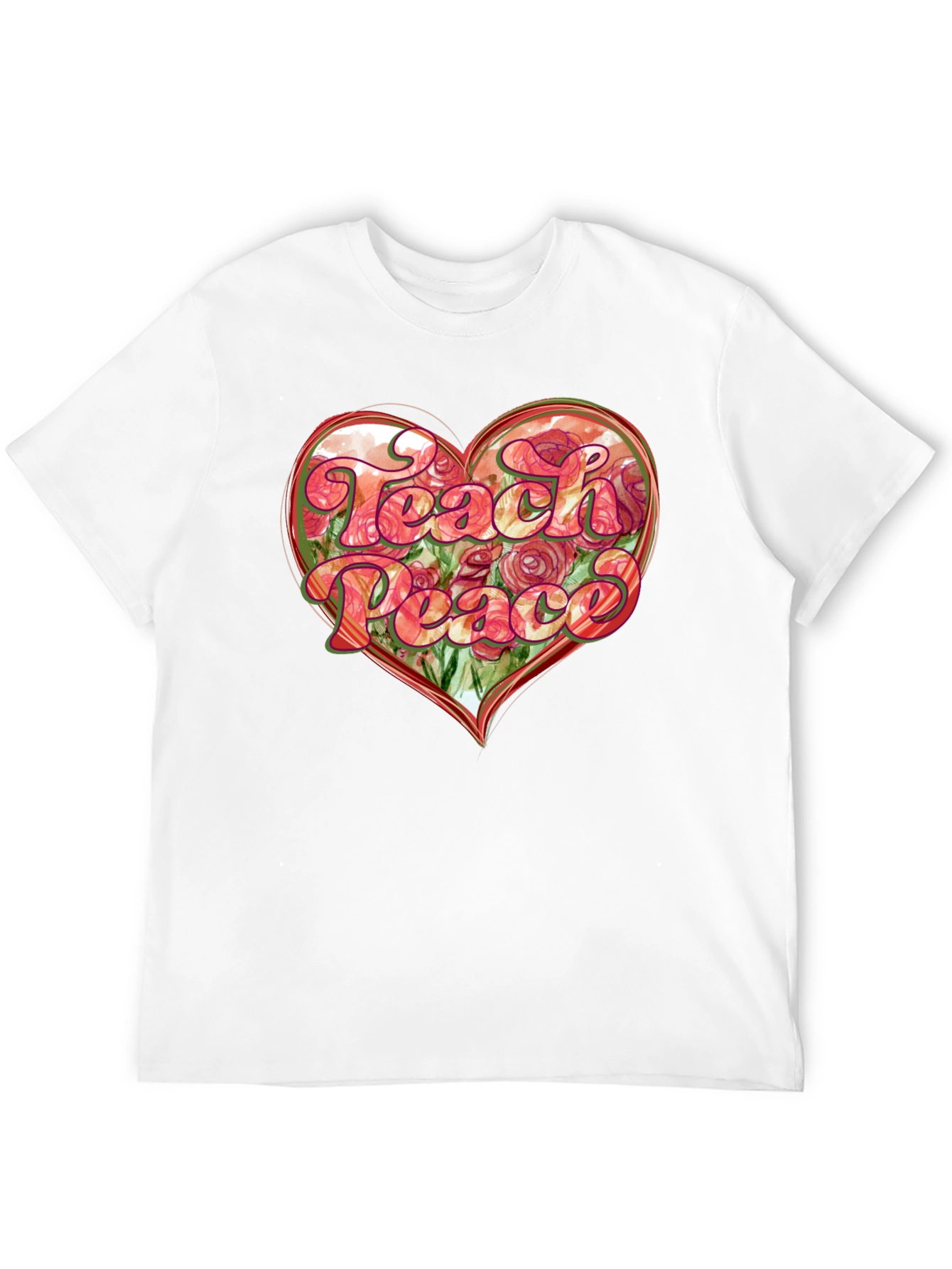 Teach Peace Heart Graphic T-Shirt