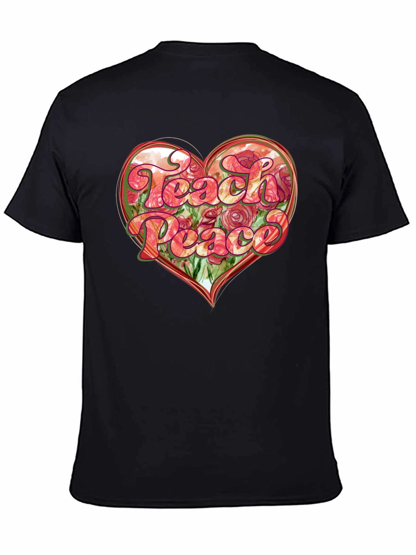 Teach Peace Heart Graphic T-Shirt