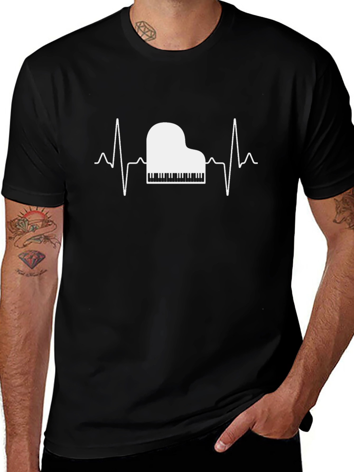 Piano Heartbeat Graphic T-Shirt - Musician Tee