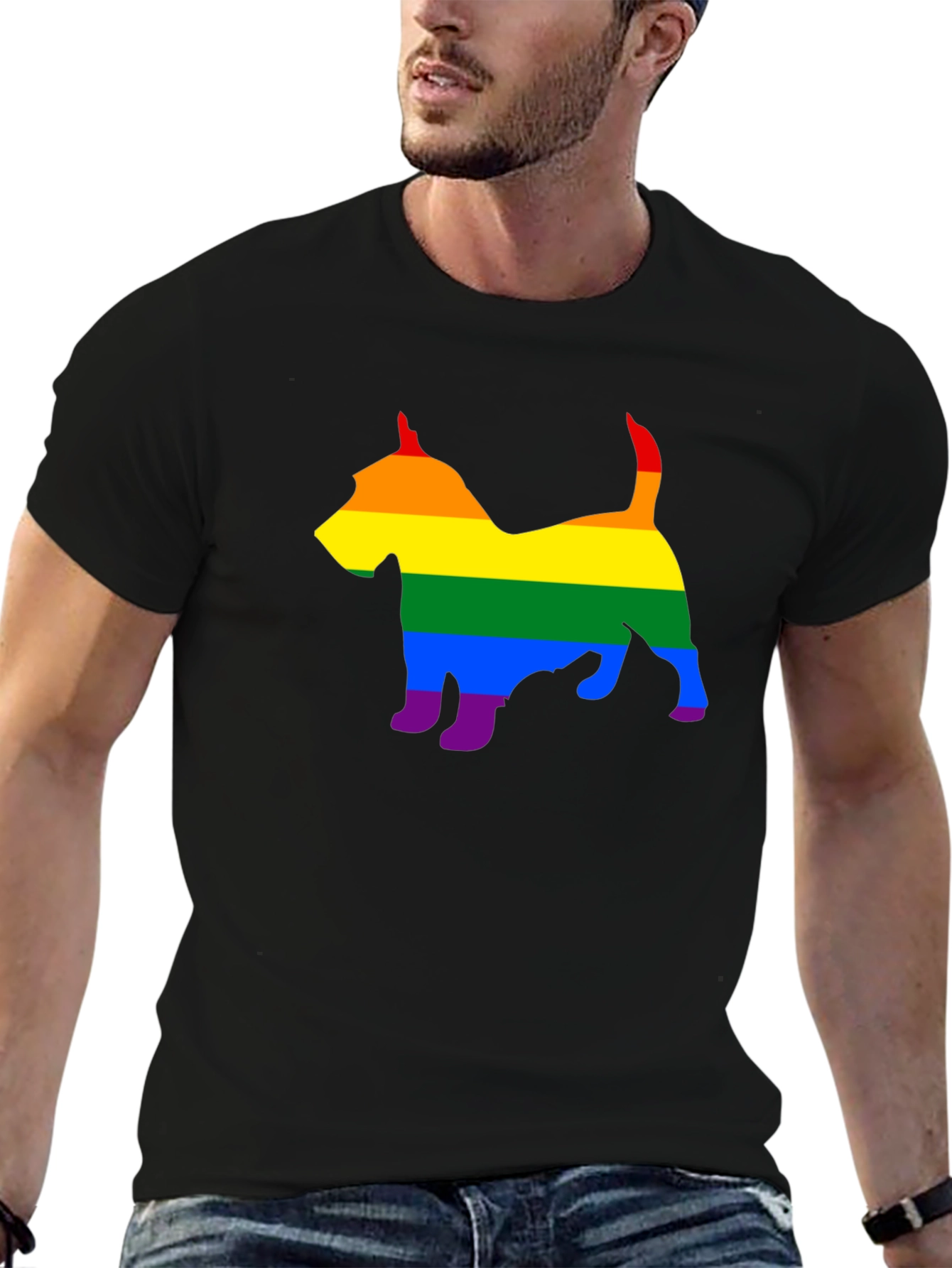 Rainbow Dog Silhouette Tee - Pride Apparel