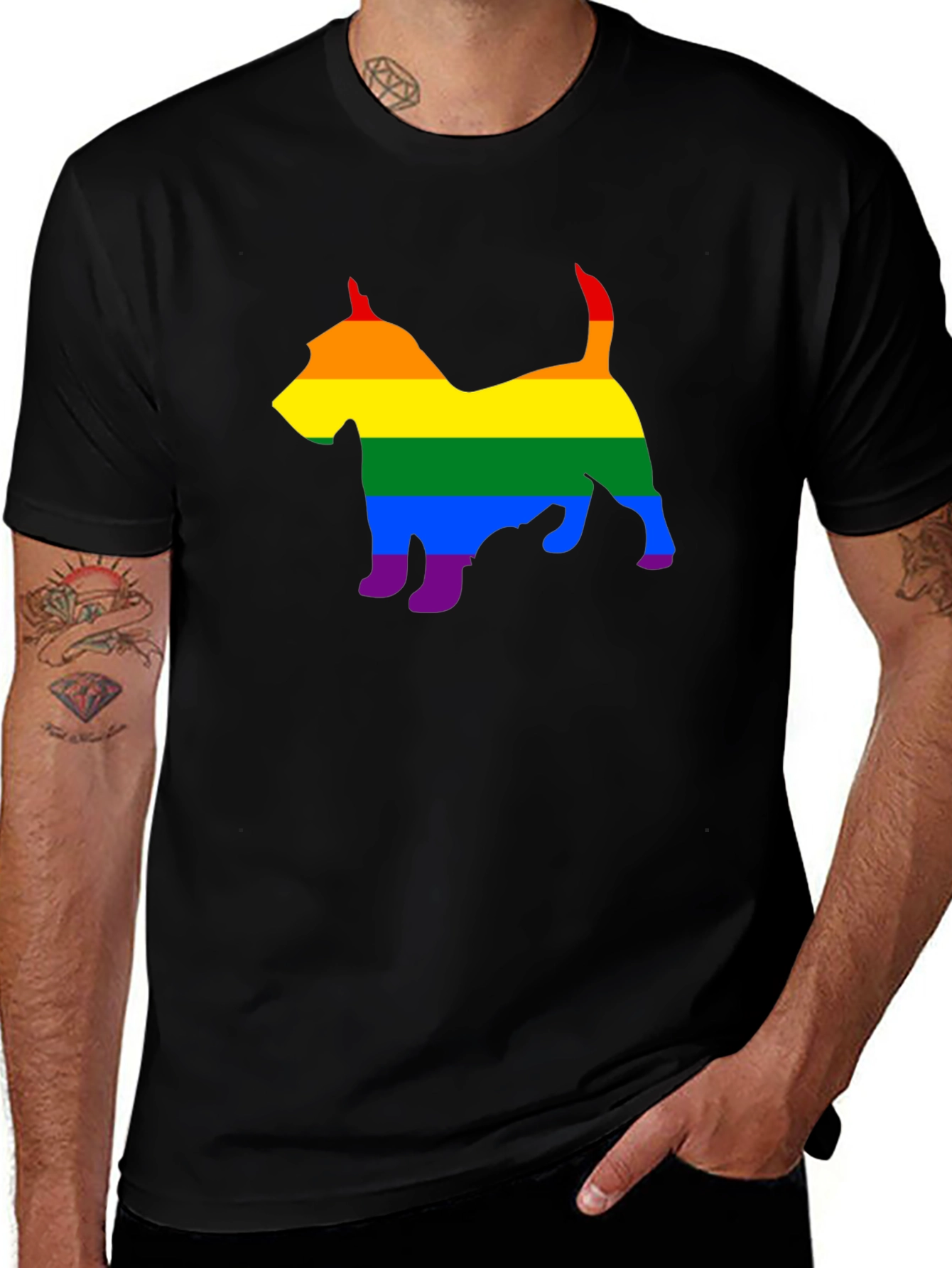 Rainbow Dog Silhouette Tee - Pride Apparel