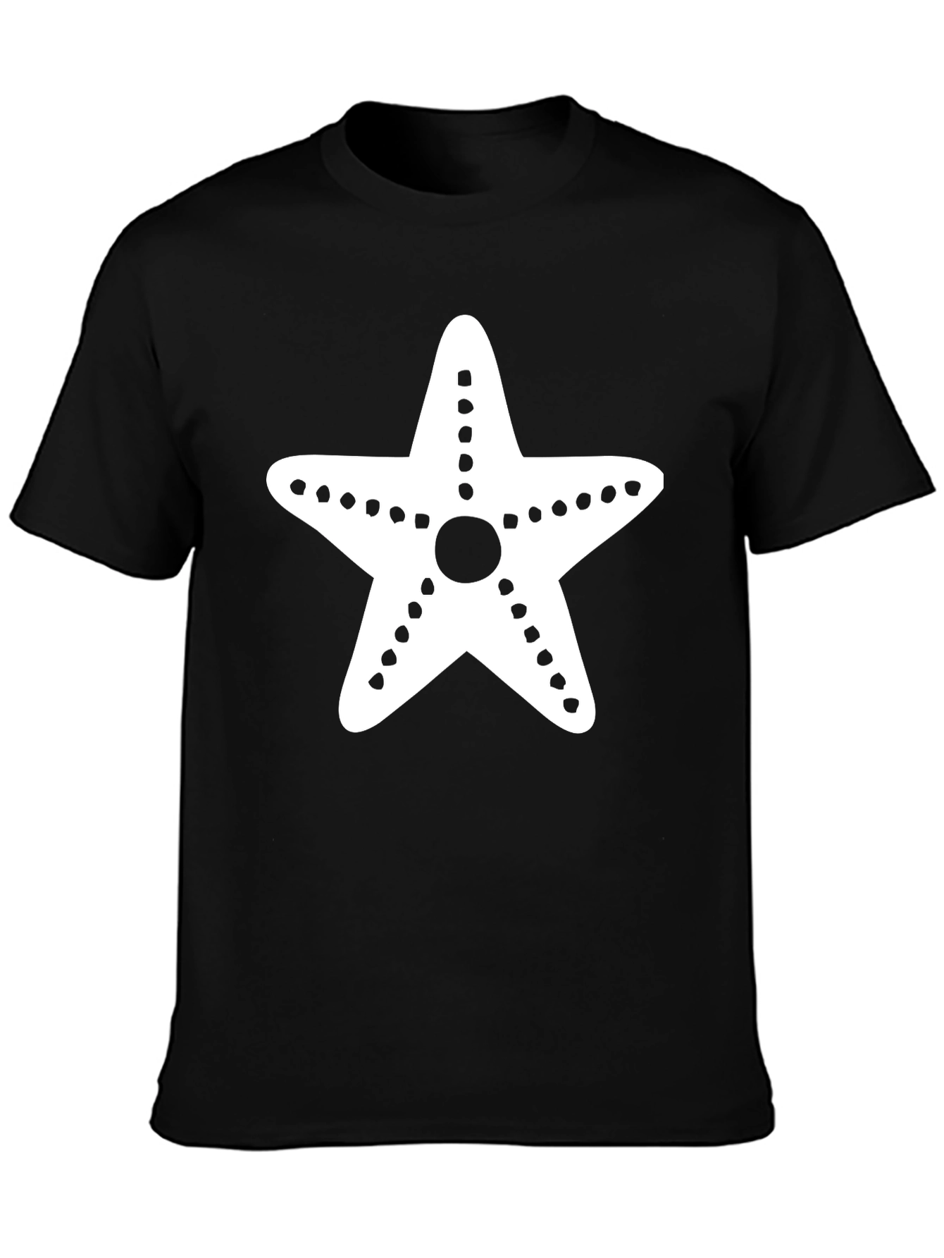 Starfish Graphic Tee - Black Cotton Casual T-Shirt