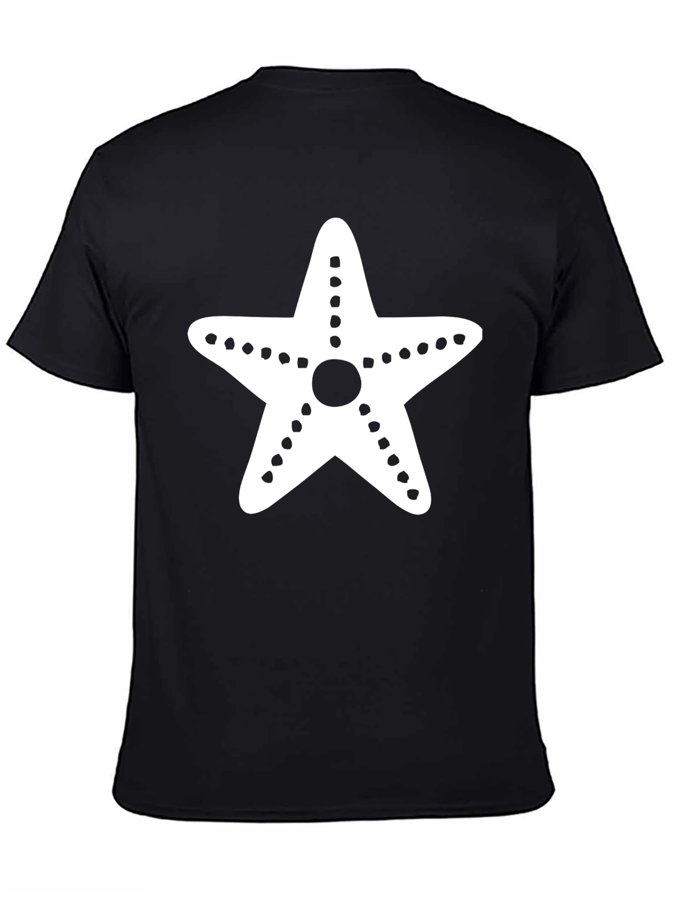 Starfish Graphic Tee - Black Cotton Casual T-Shirt