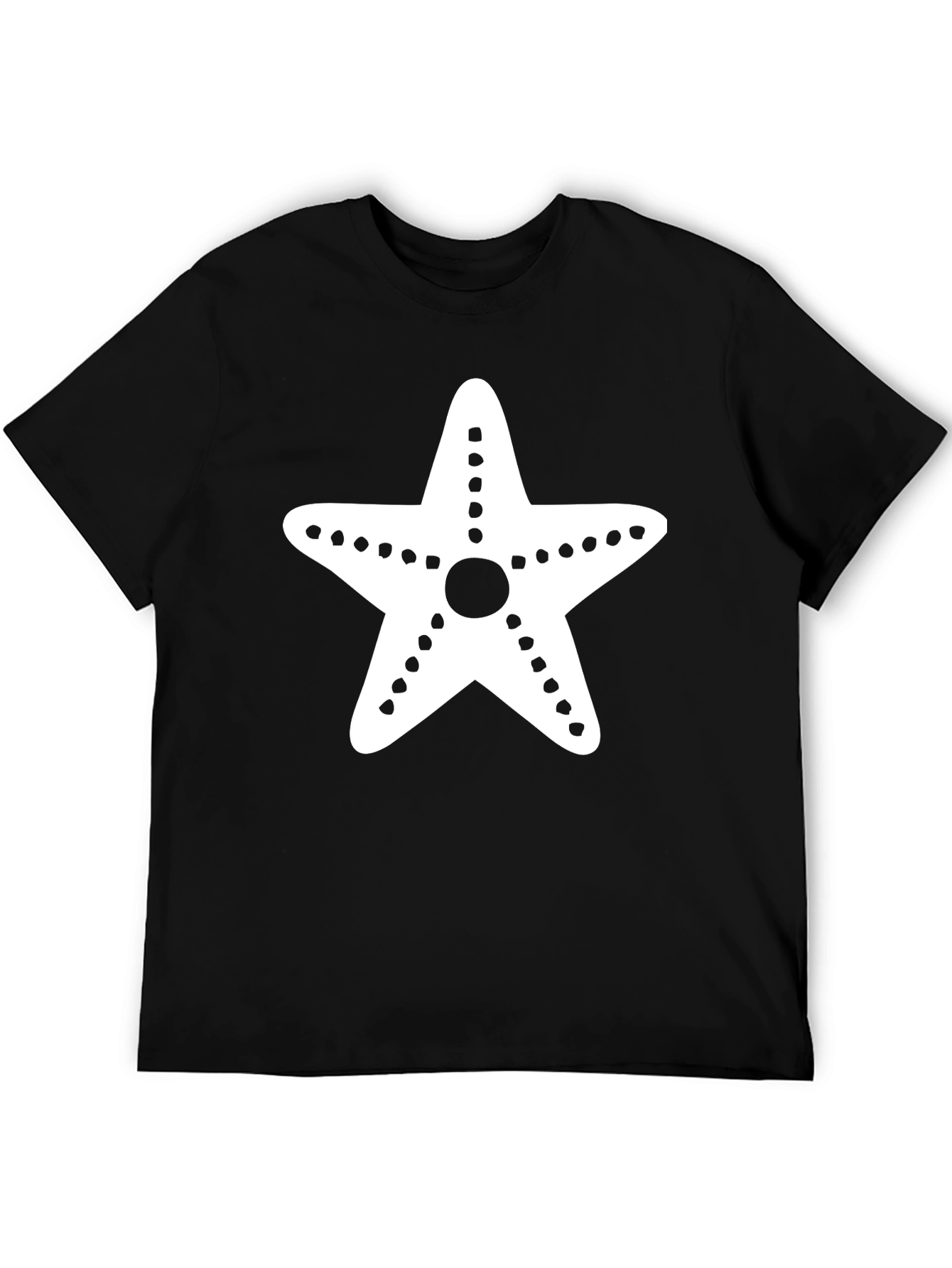 Starfish Graphic Tee - Black Cotton Casual T-Shirt