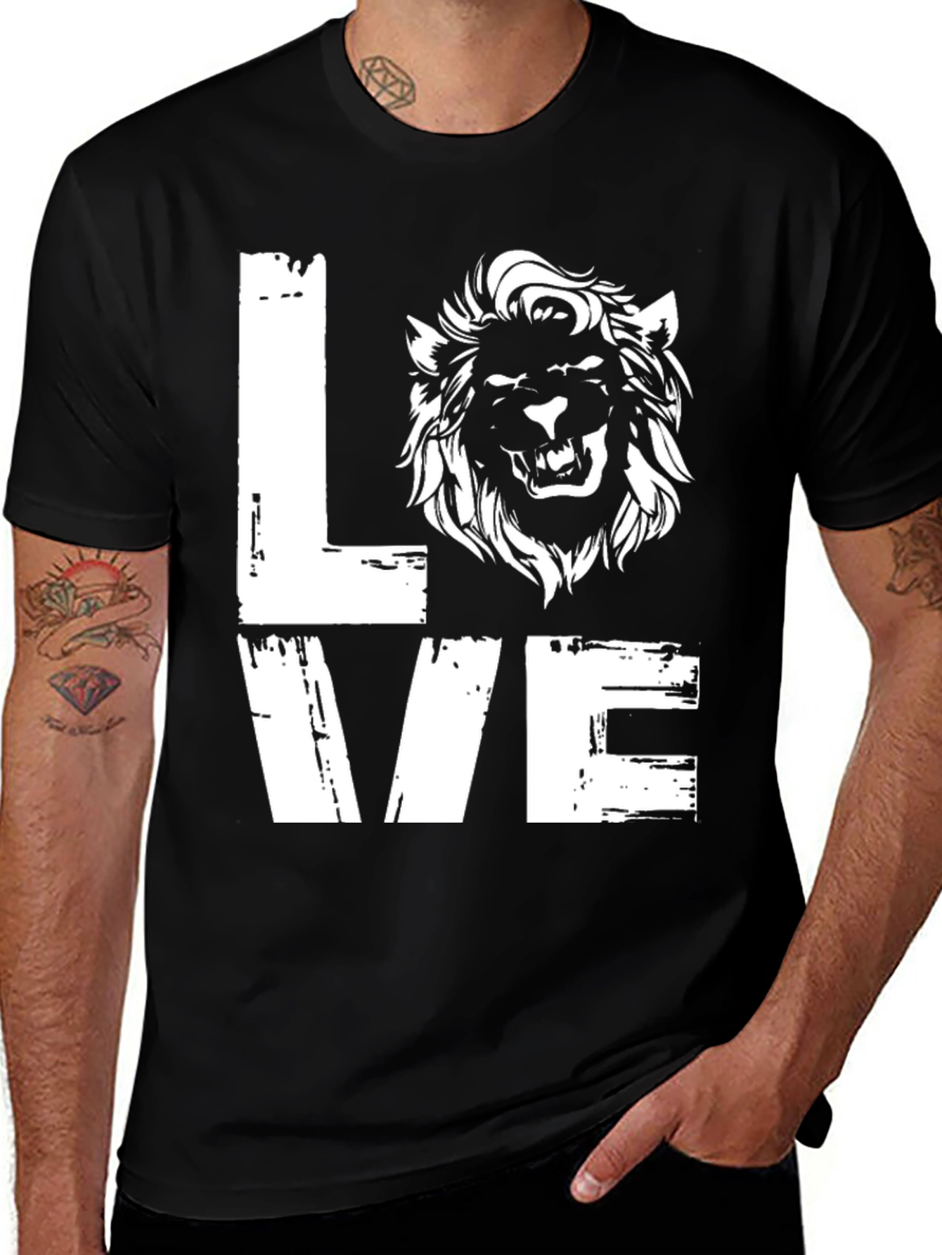 Love Lion Graphic Tee - Mens Black T-Shirt