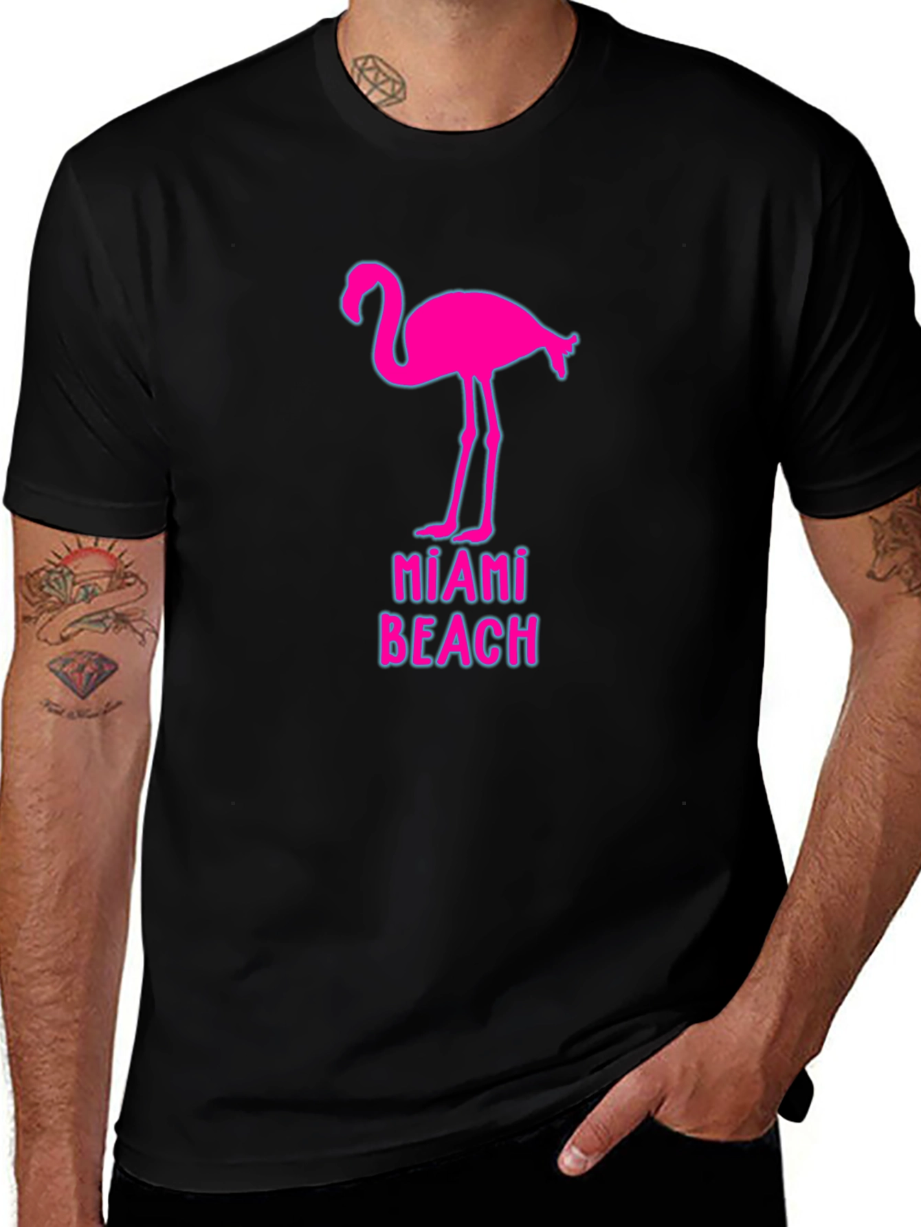 Miami Beach Flamingo Graphic T-Shirt
